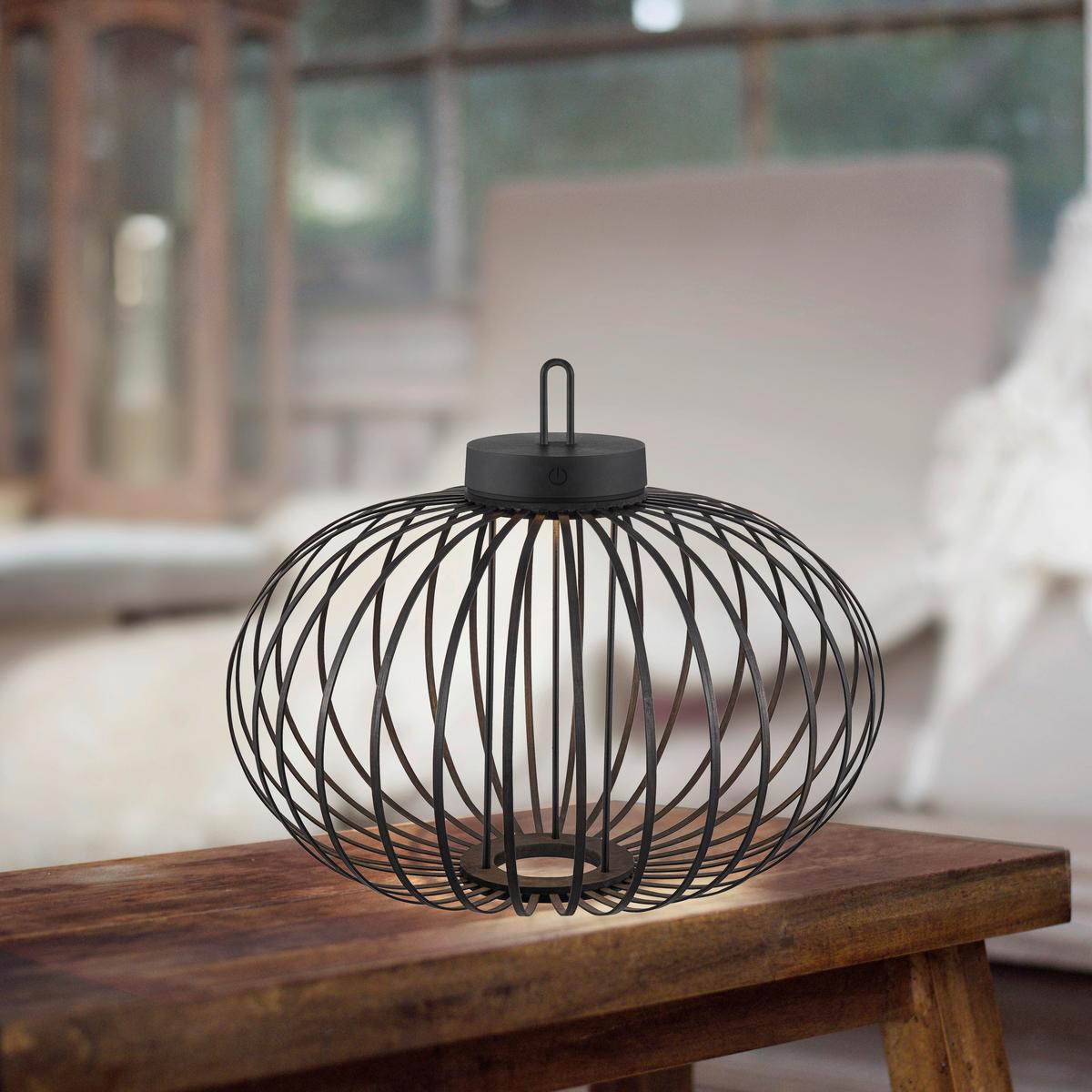 Akku-Tischleuchte Akuba Schwarz max. 1,5 Watt - Schwarz, Design, Holz/Kunststoff (46/46/37cm)