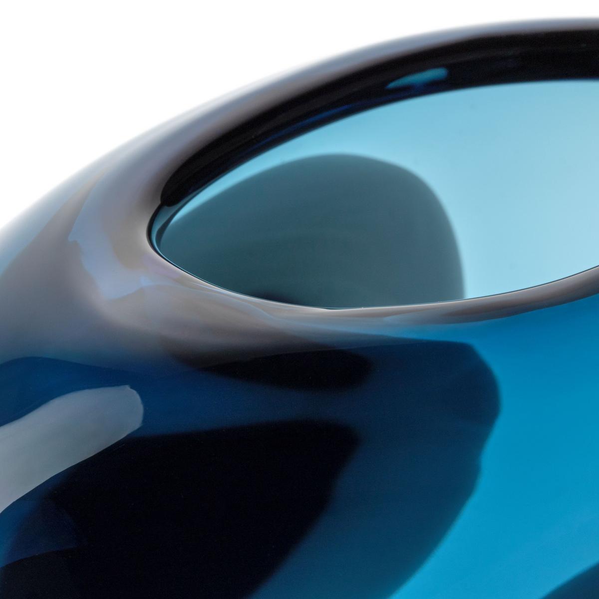 Vase Blau/Schwarz/Weiß - Blau/Schwarz, Basics, Glas (20,00/21,00/14,50cm) - Leonardo