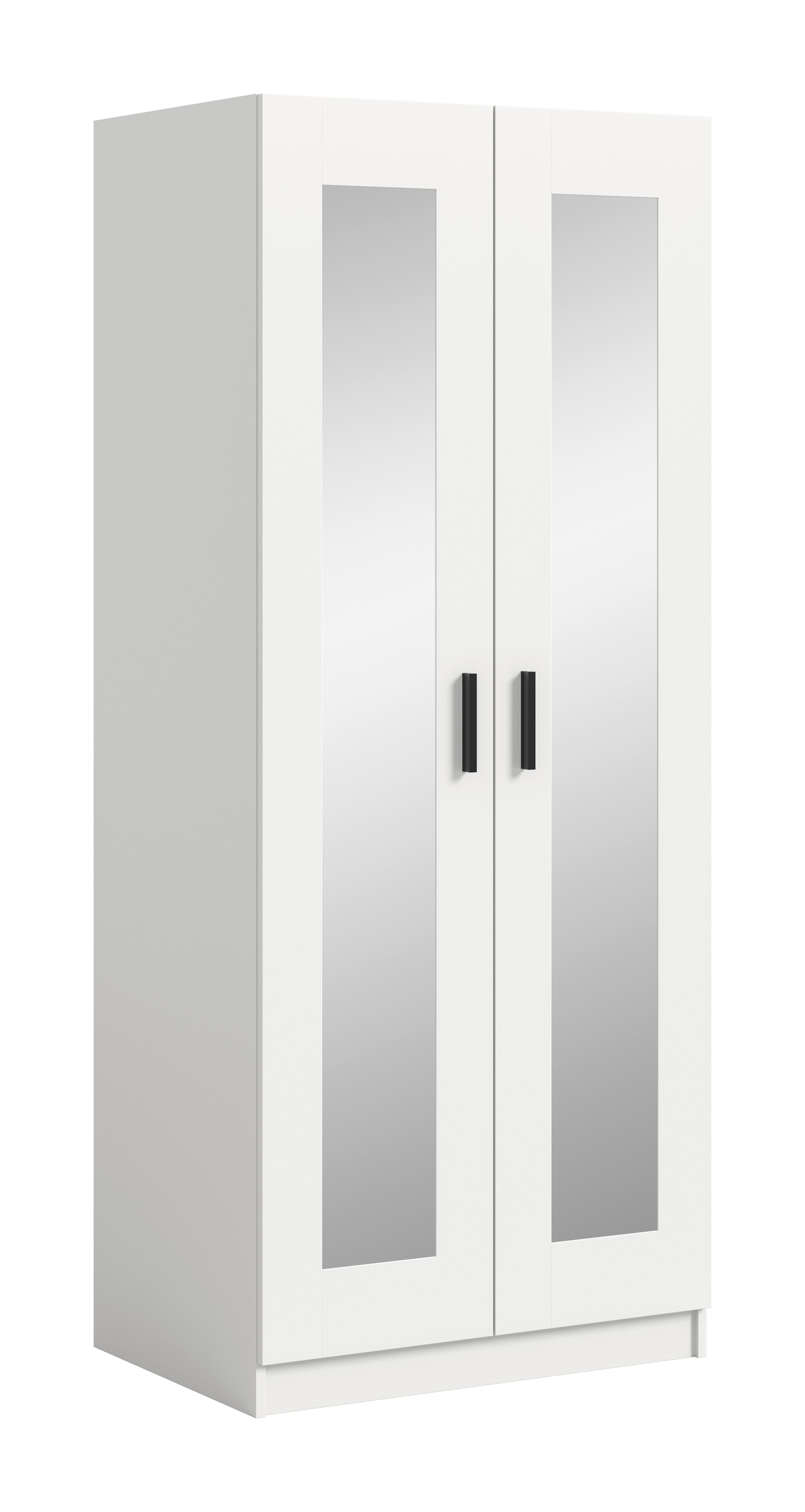 Drehtürenschrank Visby Weiß - Schwarz/Weiß, ROMANTIK / LANDHAUS, Holzwerkstoff/Kunststoff (80/195/56cm) - Livetastic