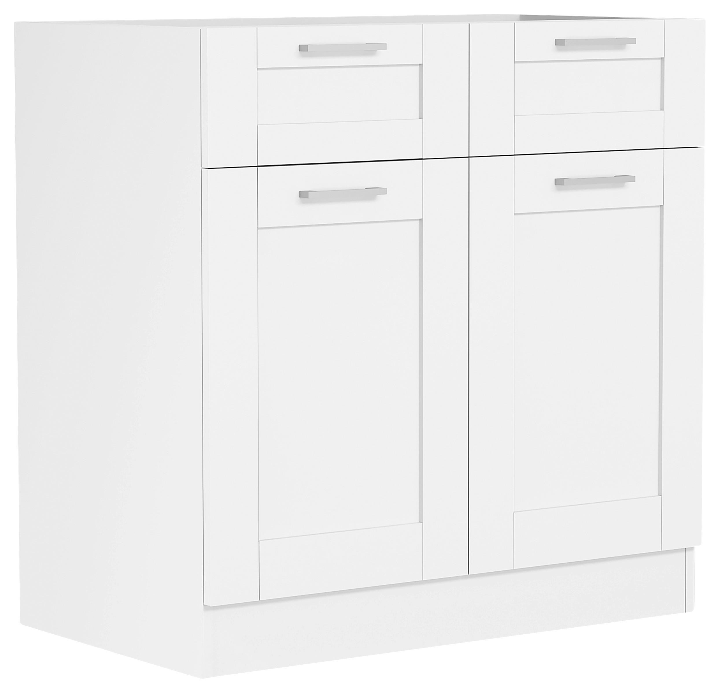 Küchenunterschrank Colura - Weiss/Silberfarben, Trend, Holzwerkstoff/Kunststoff (80/82/46cm) - MID.YOU