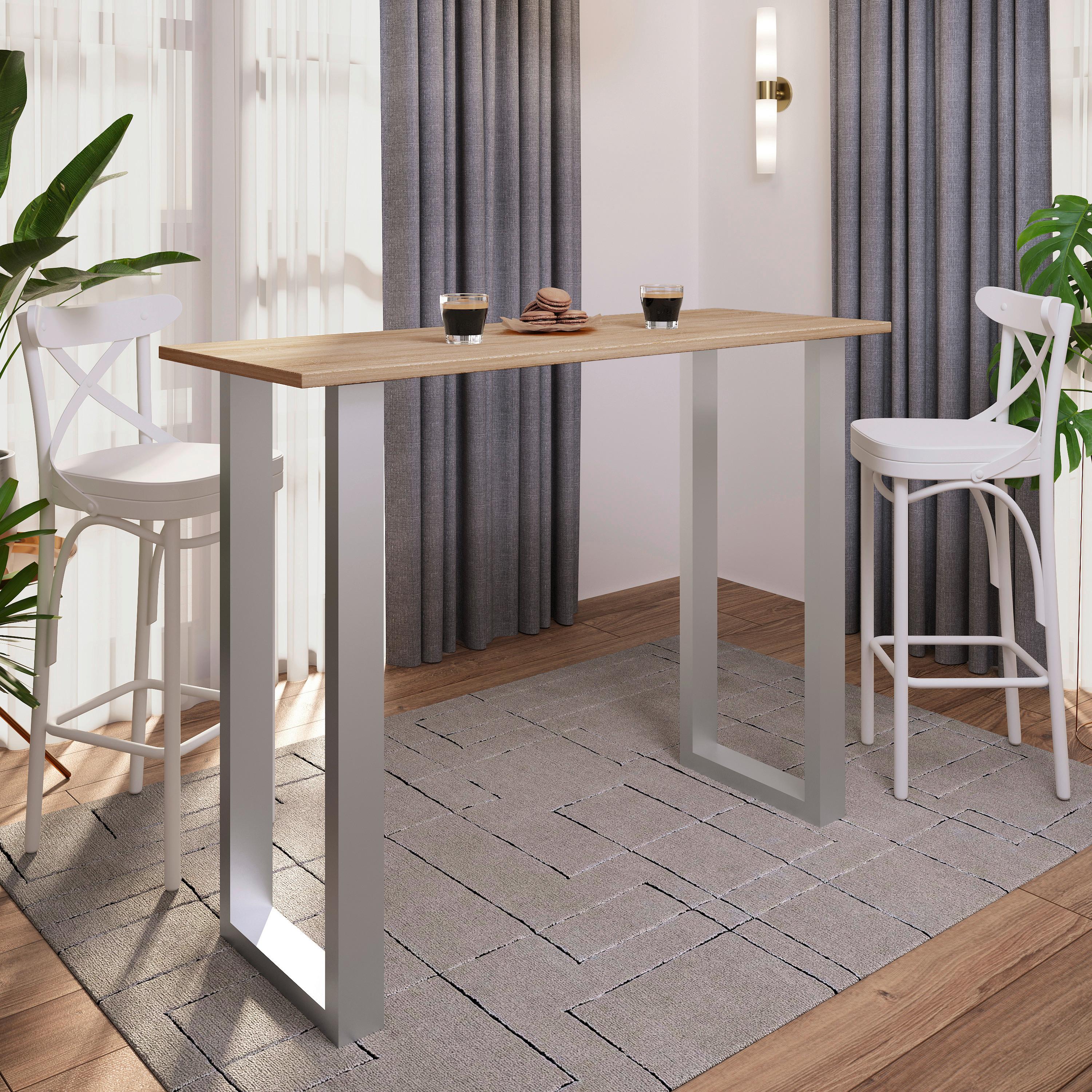 BARTISCH XONA B 140X50 - Silberfarben/Sonoma Eiche, Konventionell, Holzwerkstoff/Metall (140/102/50cm)