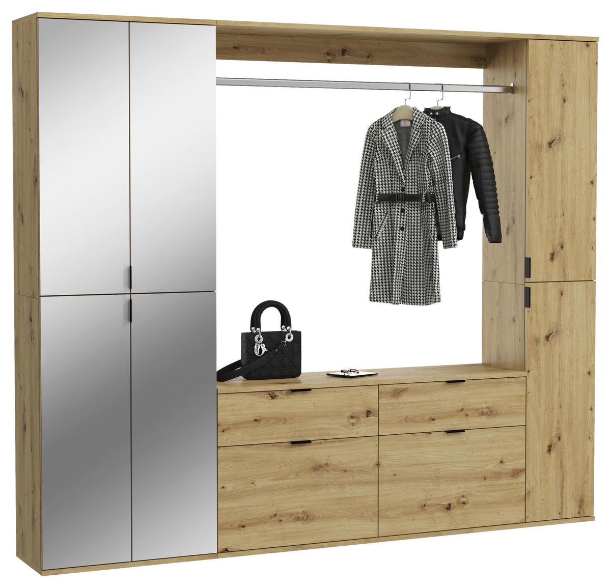Garderobe Projekt X ca. 212x193 cm Artisan Eiche - KONVENTIONELL, Glas/Holzwerkstoff (212/193/34cm) - MID.YOU
