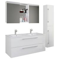 Badezimmer Budasi 4-tlg. Weiß - Alufarben/Weiß, MODERN, Keramik/Holzwerkstoff (145cm) - MID.YOU