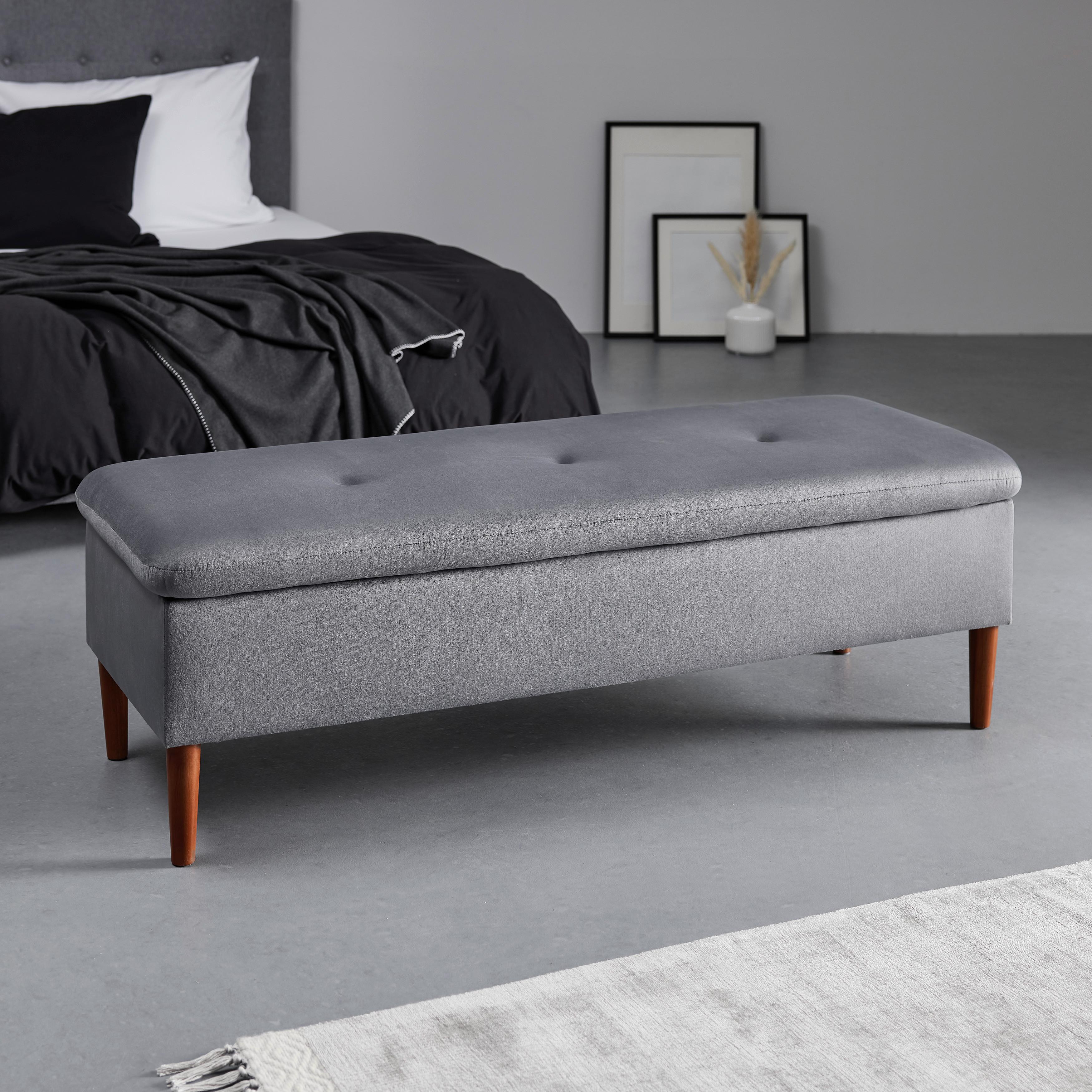 Klop Za Pred Posteljo Jessy, Siva - siva/barve bukve, Moderno, tekstil/les (150/50/55cm) - Bessagi Home