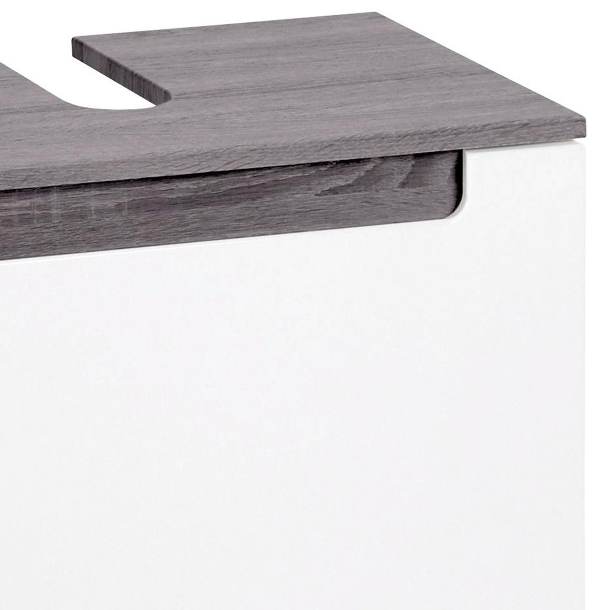 Waschbeckenunterschrank in Weiss/Eichefarbe 'Siena' - Weiß/Silbereichenfarben, MODERN, Holzwerkstoff (60/40/35cm) - Held