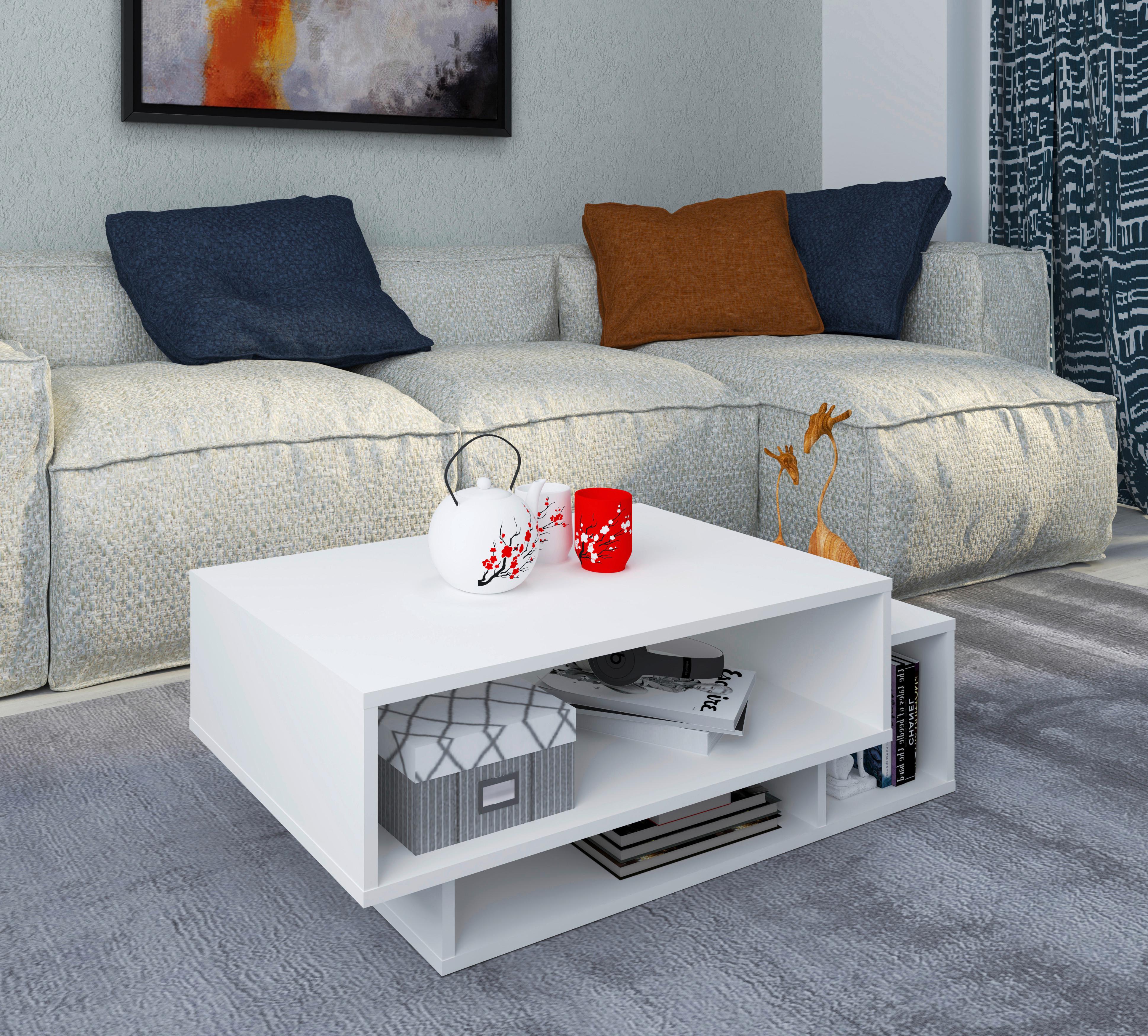 Klubska Miza Runila, Bela, 88x50 - bela, Moderno, leseni material (88/35/50cm) - MID.YOU