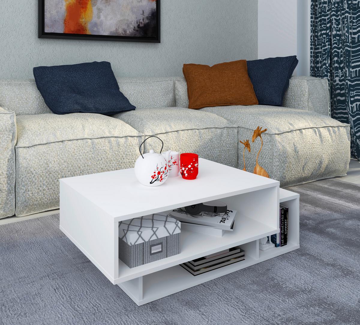 Klubska Miza Runila, Bela, 88x50 - bela, Moderno, leseni material (88/35/50cm) - MID.YOU