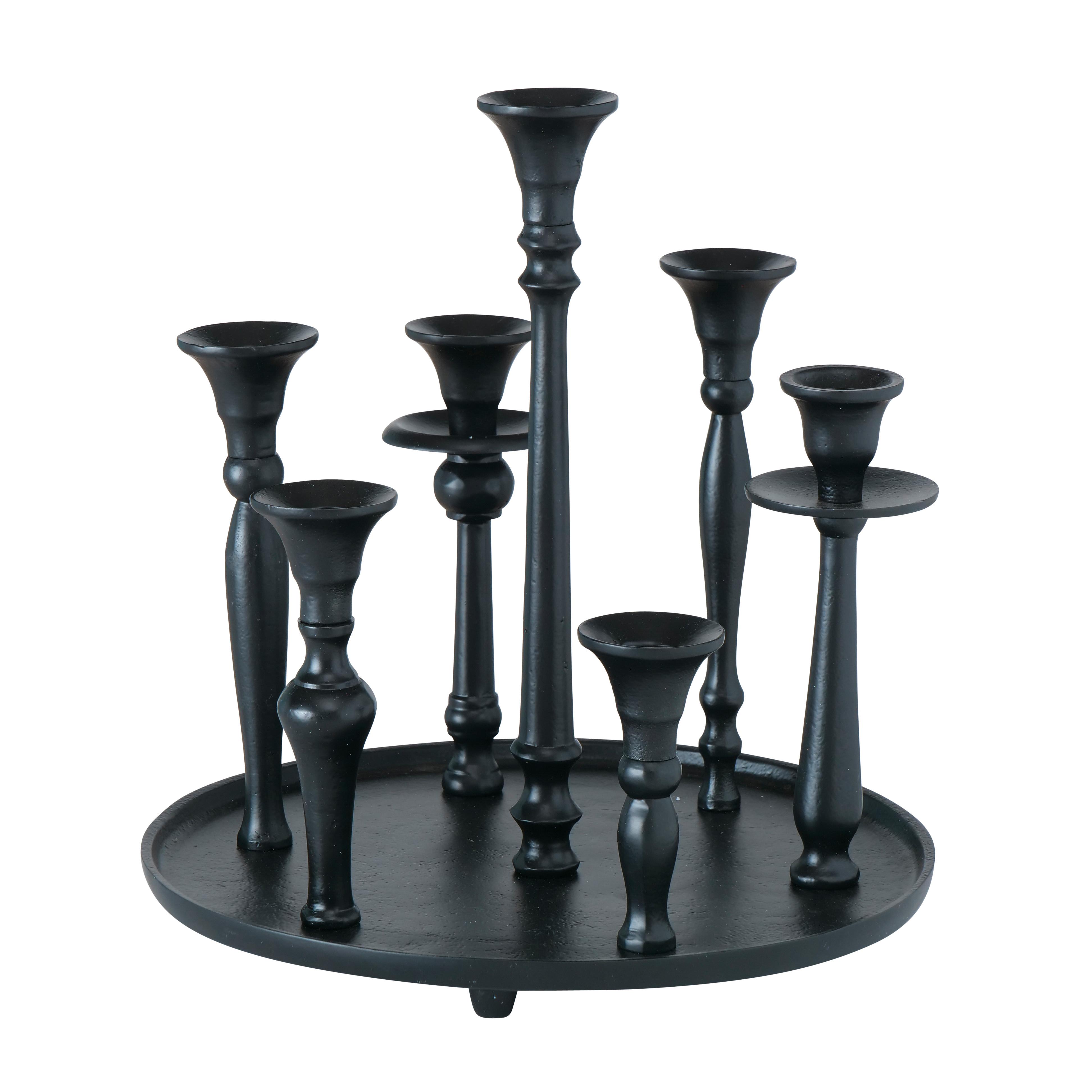 Kerzenhalter Poulina aus Aluminium in Schwarz - Schwarz, Design, Metall (29/31cm)