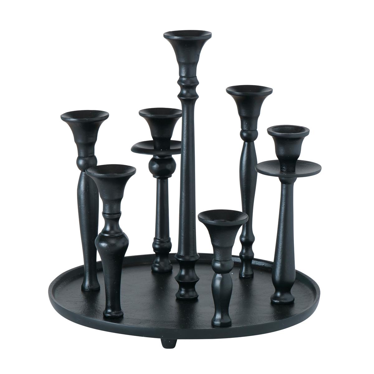 Kerzenhalter Poulina aus Aluminium in Schwarz - Schwarz, Design, Metall (29/31cm)