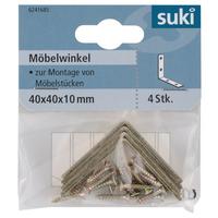 Sarokrögzítő Elem Csavarokkal 40x40x10mm - aranyszínű, fém (4/1/4cm) - Suki