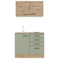 Majhna Kuhinja Cara, Zelena, Hrast - črna/zelena, Moderno, kovina/leseni material (100cm) - FlexWell