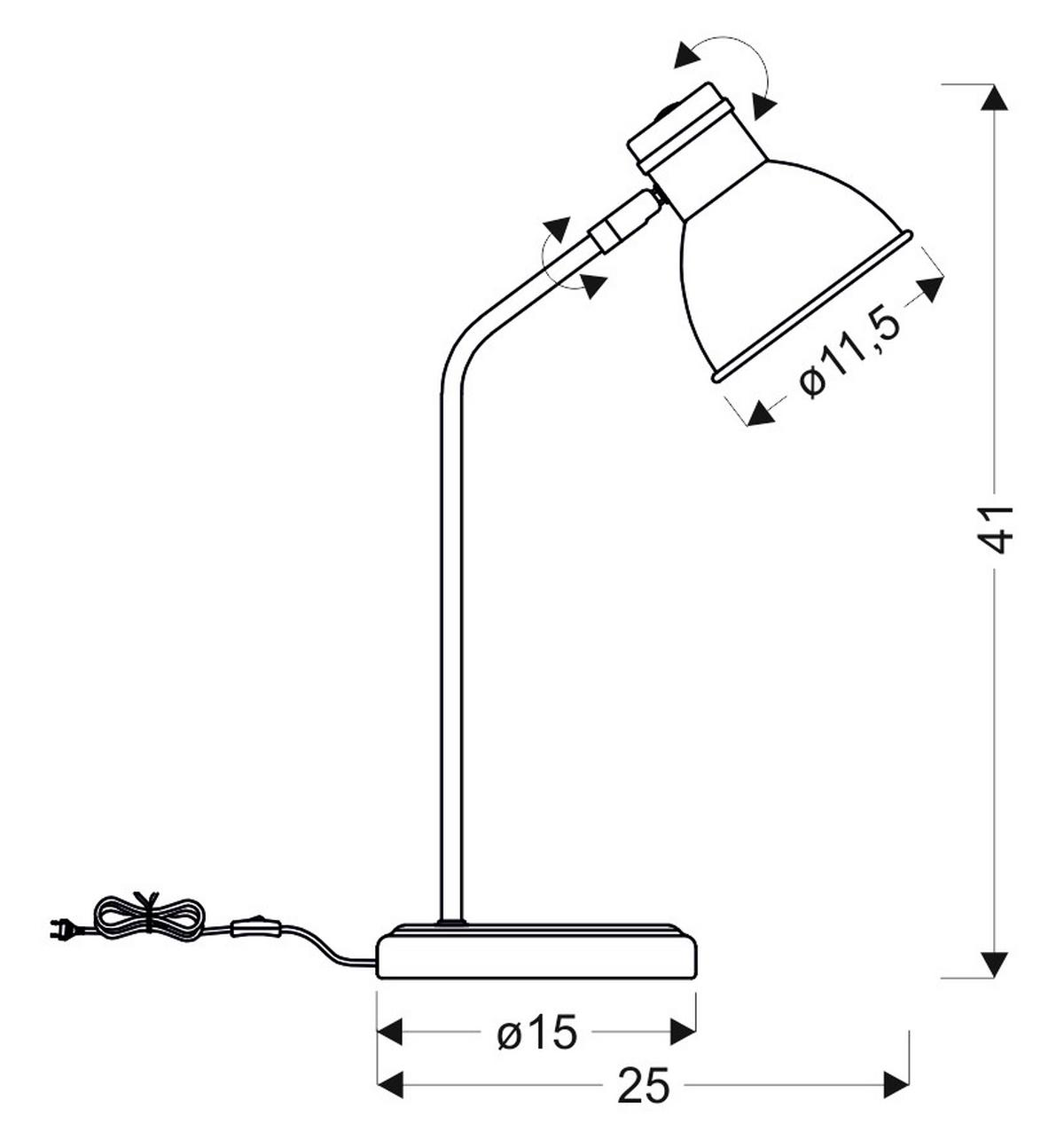 Stolna Svjetiljka 41-72078 - bijela/crna, Basics, metal (16/25/41cm)