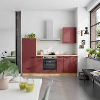 Küchenblock Easytouch Low m. Geräten Dunkelrot - Eichefarben/Schwarz, MODERN, Holzwerkstoff/Metall (240cm) - Nobilia