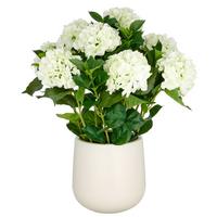 Kunstpflanze Hortensien Creme ca. 75cm - Creme/Grün, Basics, Kunststoff (25/75/25cm)