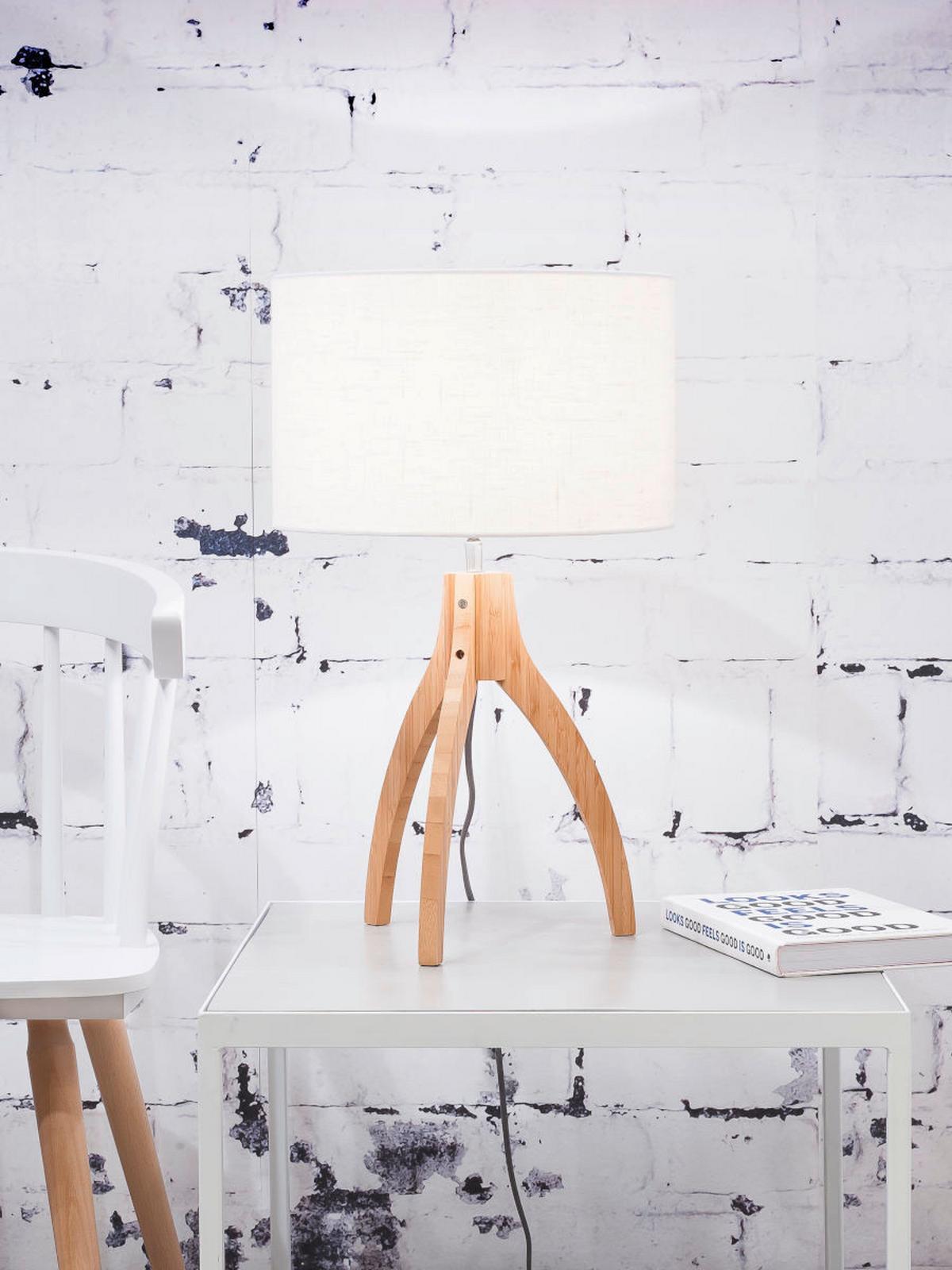 Namizna Svetilka Anna, Bela, Bambus - bela/naravne barve, Trend, tekstil/les (36/54cm) - Good & Mojo