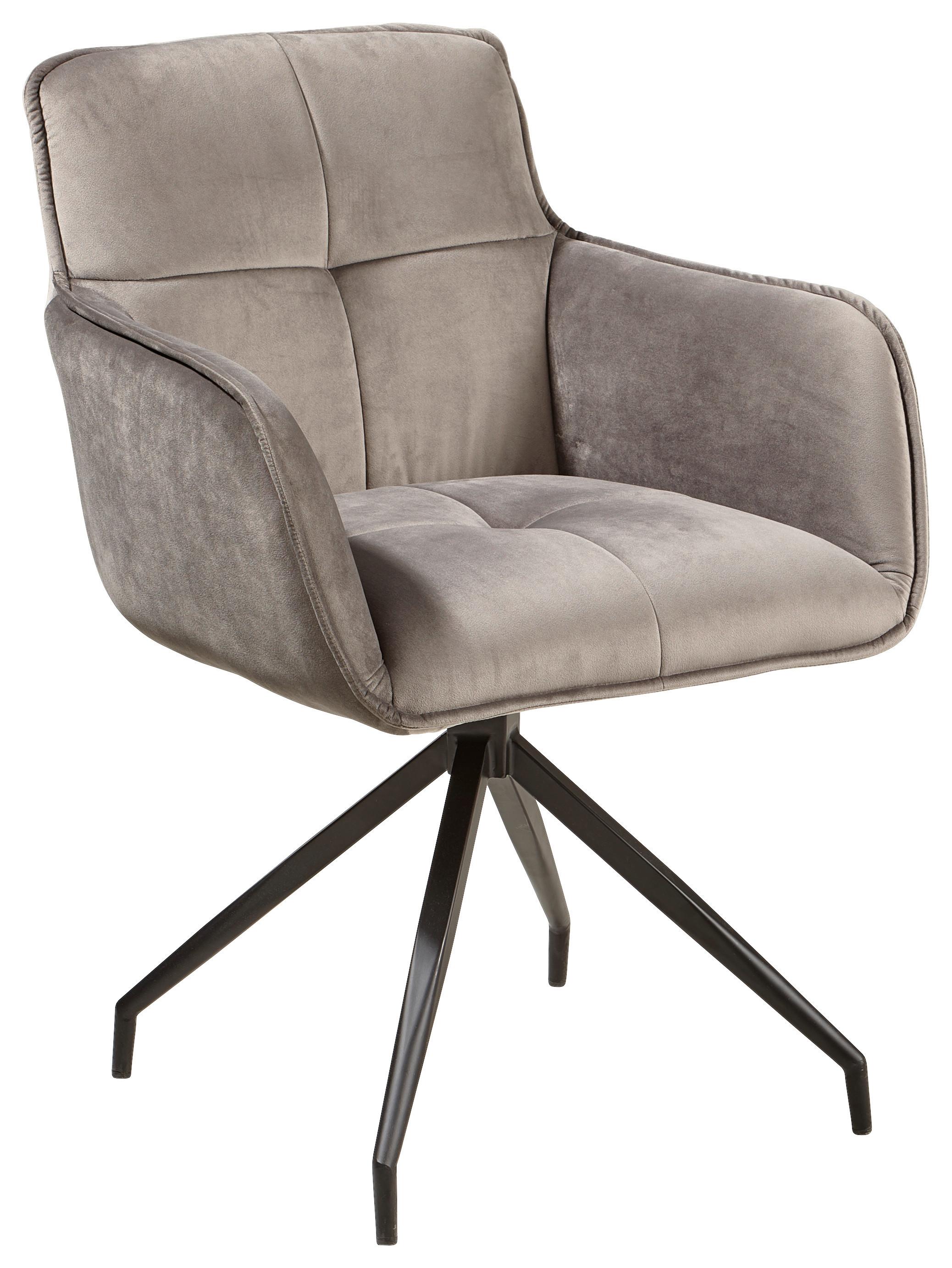 KRZESŁO Z PODŁOKIETNIKAMI GIRON - czarny/szary, Design, metal/tkanina (61,5/88/59cm) - Novel