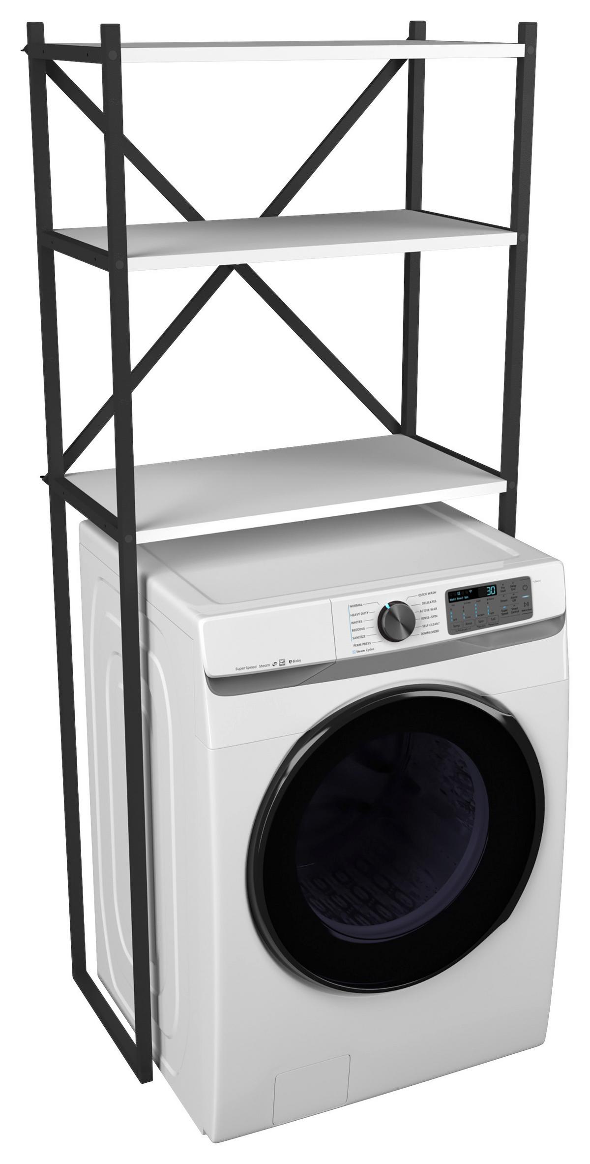 Waschmaschinenschrank INSASI Weiß ca. 66x160x34cm - Weiß, MODERN, Holzwerkstoff/Metall (66/160/34cm) - MID.YOU