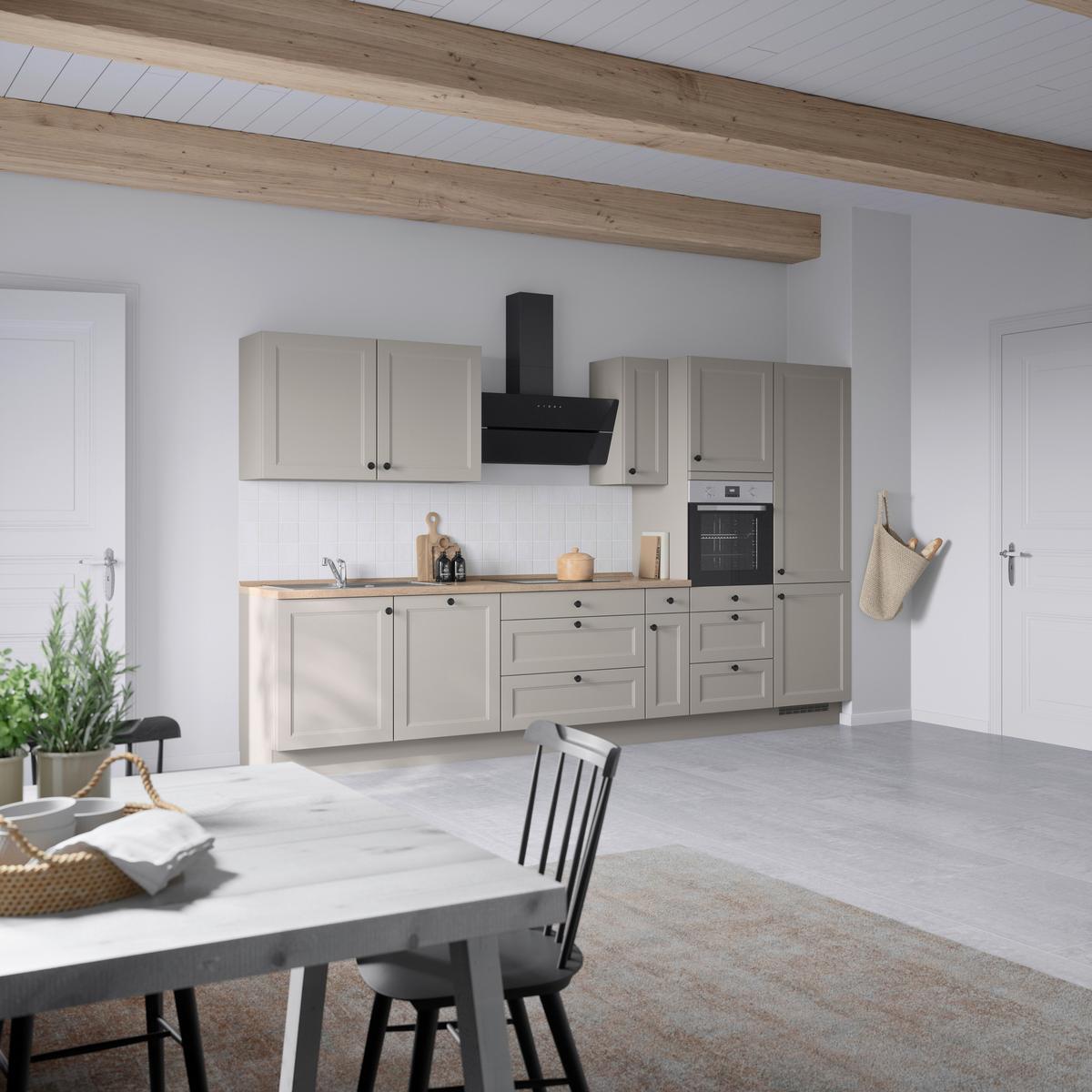 Küchenblock Cascada High m. Geräten Grau - Eiche dunkel/Schwarz, MODERN, Holzwerkstoff/Metall (360cm) - Nobilia