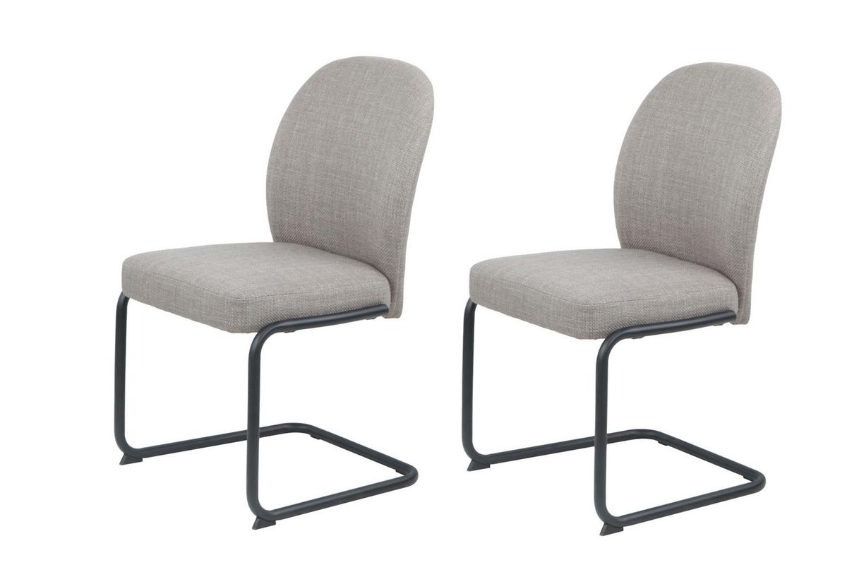 SCHWINGSTUHL-SET KAREN II S 2ER-SET - Schlammfarben/Schwarz, MODERN, Textil/Metall (53/90/62cm) - MID.YOU