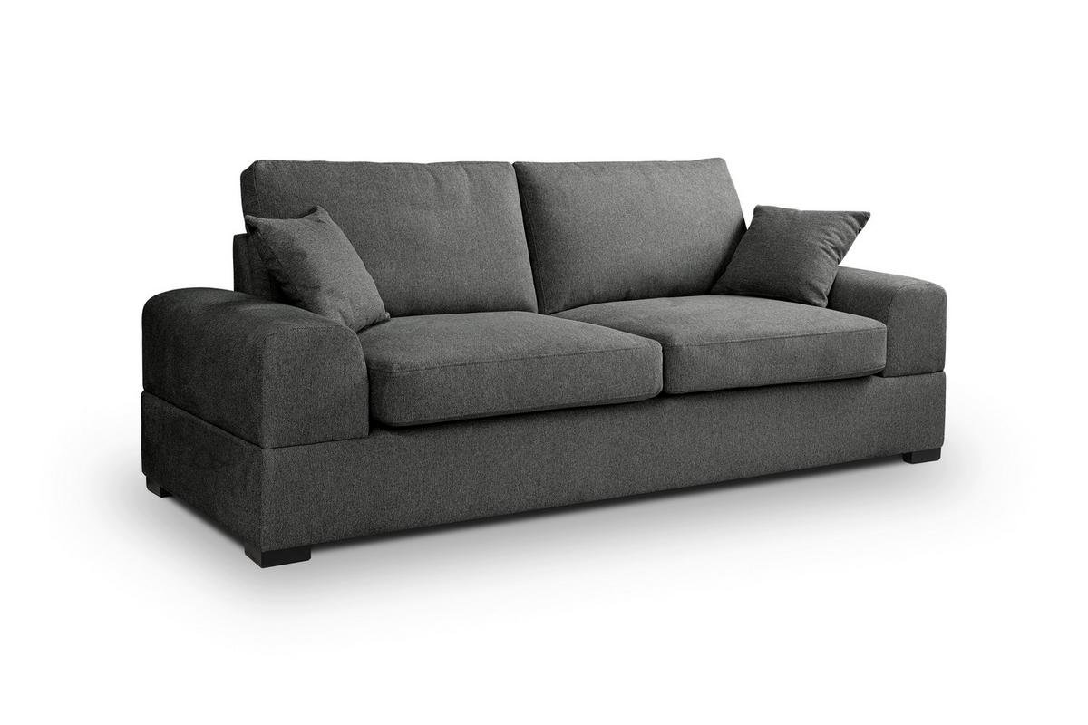 3-Sitzer-Sofa Veda Grau - Schwarz/Grau, Basics, Holz/Textil (221/93cm) - MID.YOU