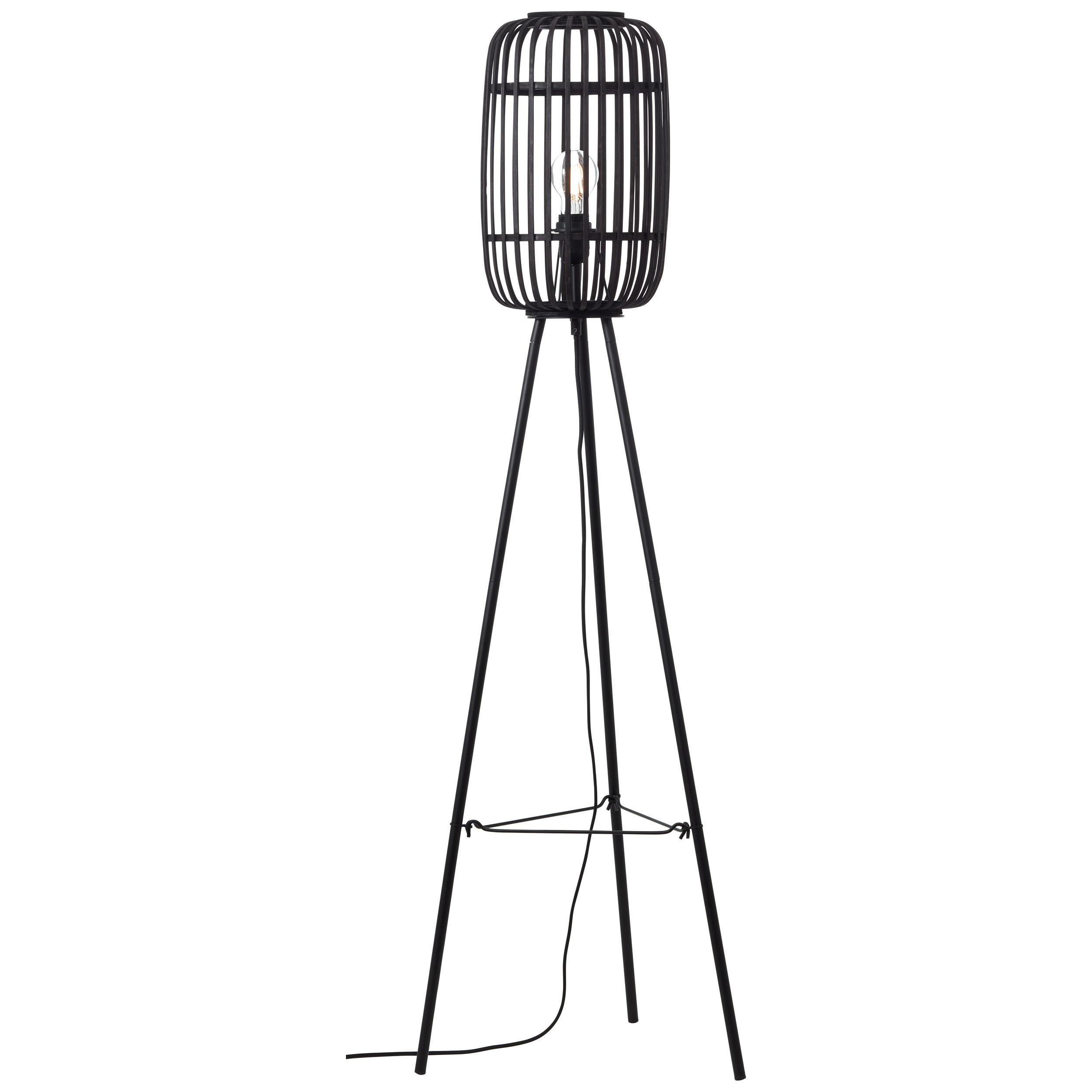 Stehleuchte Woodrow Schwarz max. 60 Watt - Schwarz, Design, Holz/Metall (45/130cm) - Brilliant