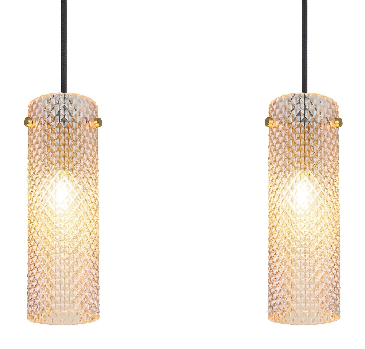 HÄNGELEUCHTE 15775-3H  KAROLO - Goldfarben/Schwarz, Konventionell, Glas/Textil (65/8/120cm) - Globo