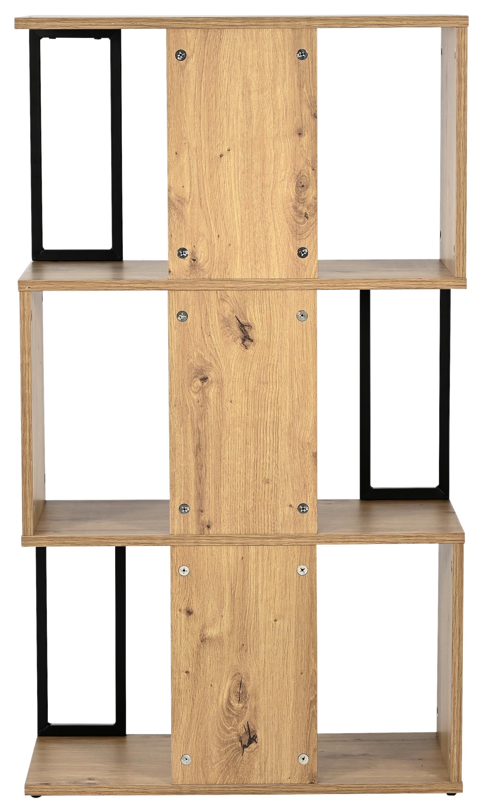 Regal Marbella Schwarz/Eiche Artisan - Schwarz/Eiche Artisan, MODERN, Holzwerkstoff/Metall (60/106/30cm) - Mömax