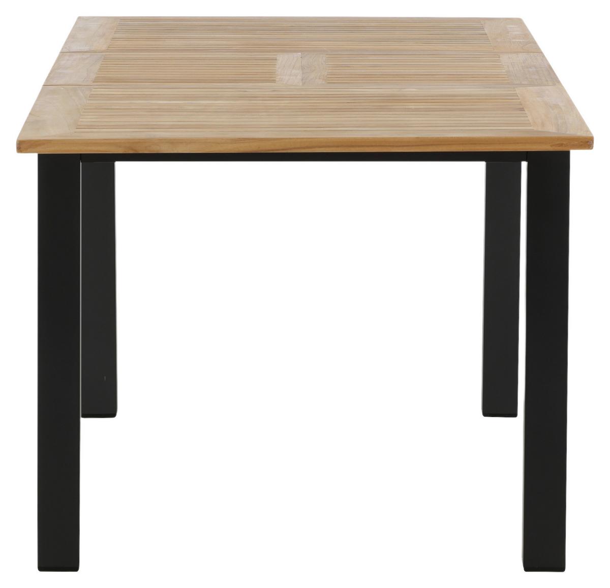 Gartentisch Panama ca. 210x90 cm Schwarz/Teakholz - Schwarz/Teakfarben, KONVENTIONELL, Holz/Metall (210/90/75cm) - Gardenson