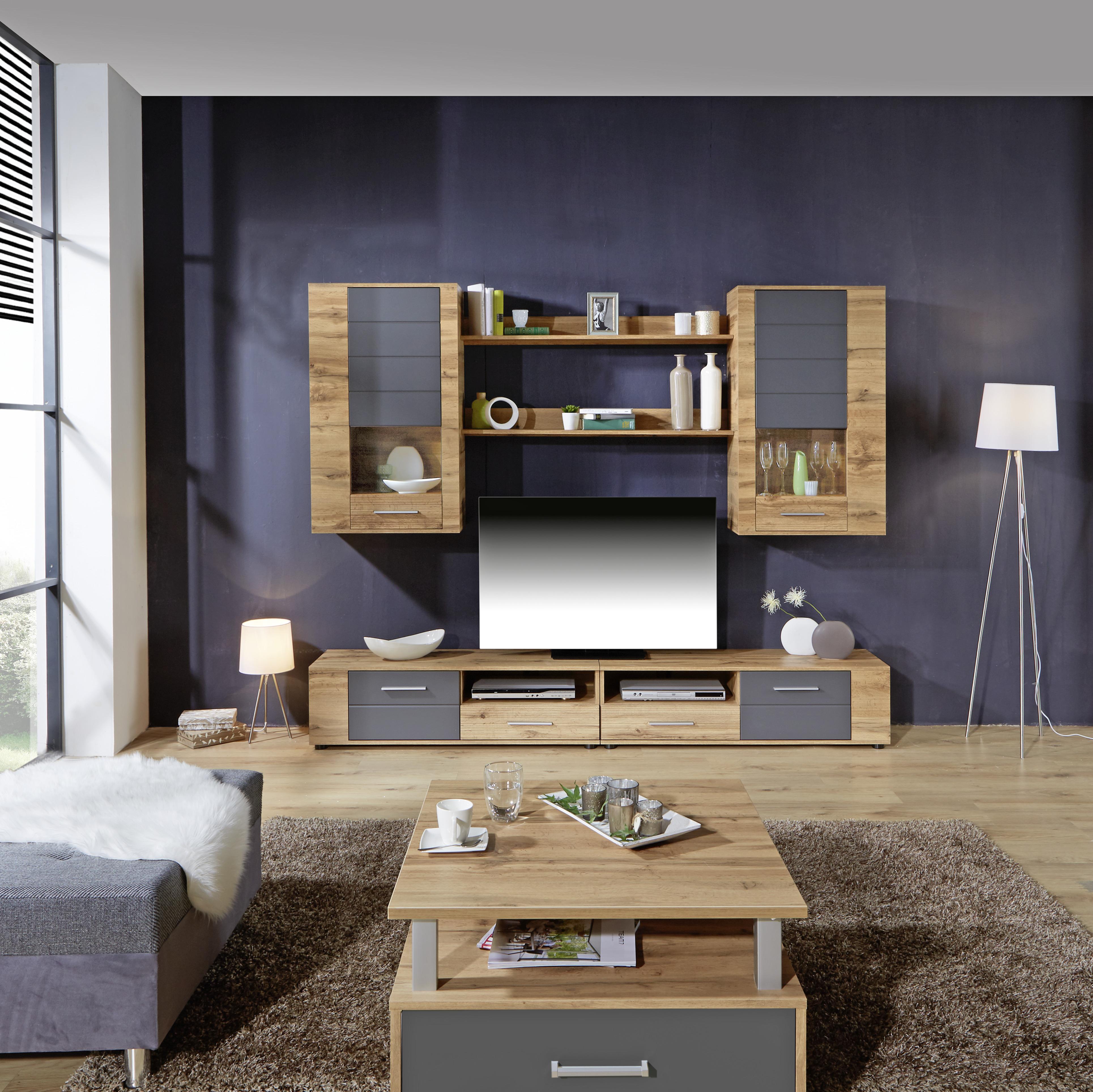 Dnevni Regal Fargo, Barva Hrasta, Siva, Led - siva/barve hrasta, Moderno (240/192/38cm) - Mömax