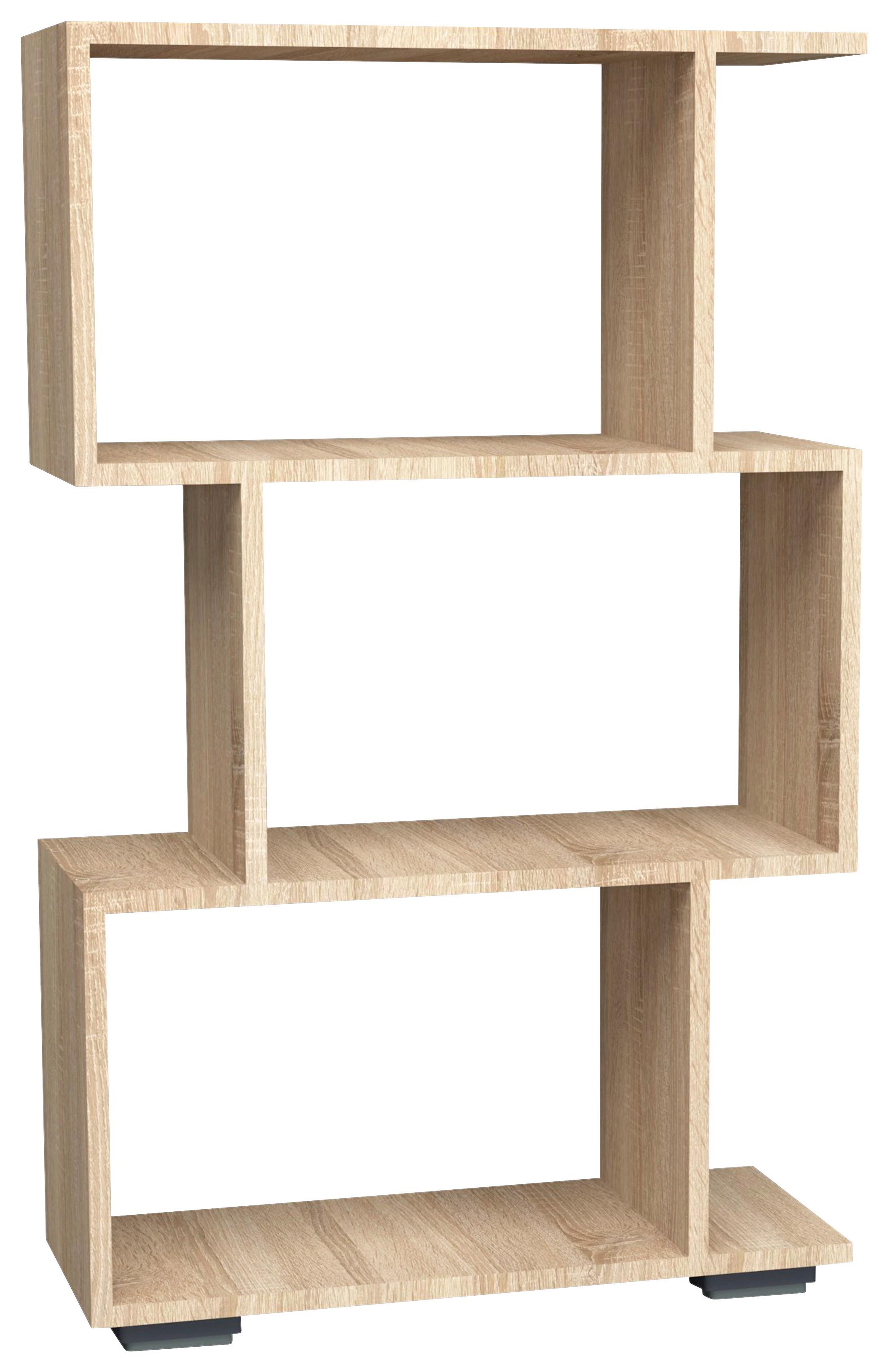 Regal Palusa M - Silberfarben/Sonoma Eiche, Design, Holzwerkstoff/Kunststoff (60/97/24cm) - MID.YOU