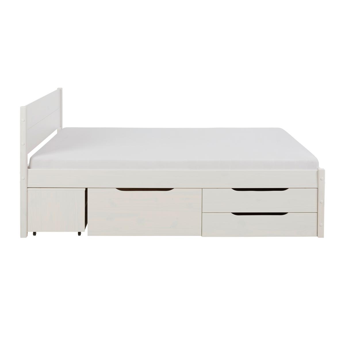 Stauraumbett Efektivo in Weiß ca. 140x200cm - Weiss/Naturfarben, Konventionell, Holz (140/200cm) - Zandiara