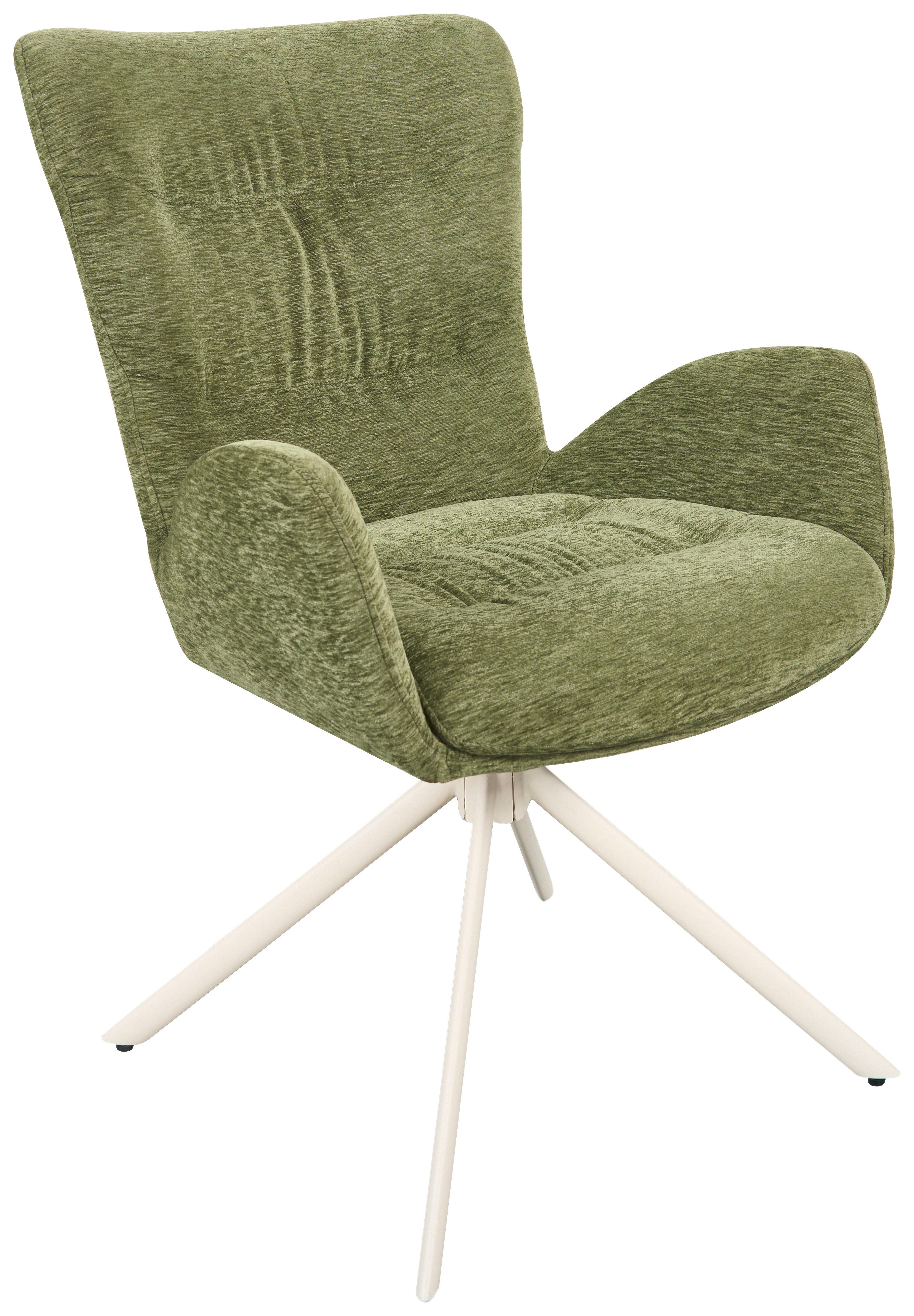 STOL MED ARMSTÖD STELLA - beige/grön, Design, metall/textil (58/91/65cm) - Mömax