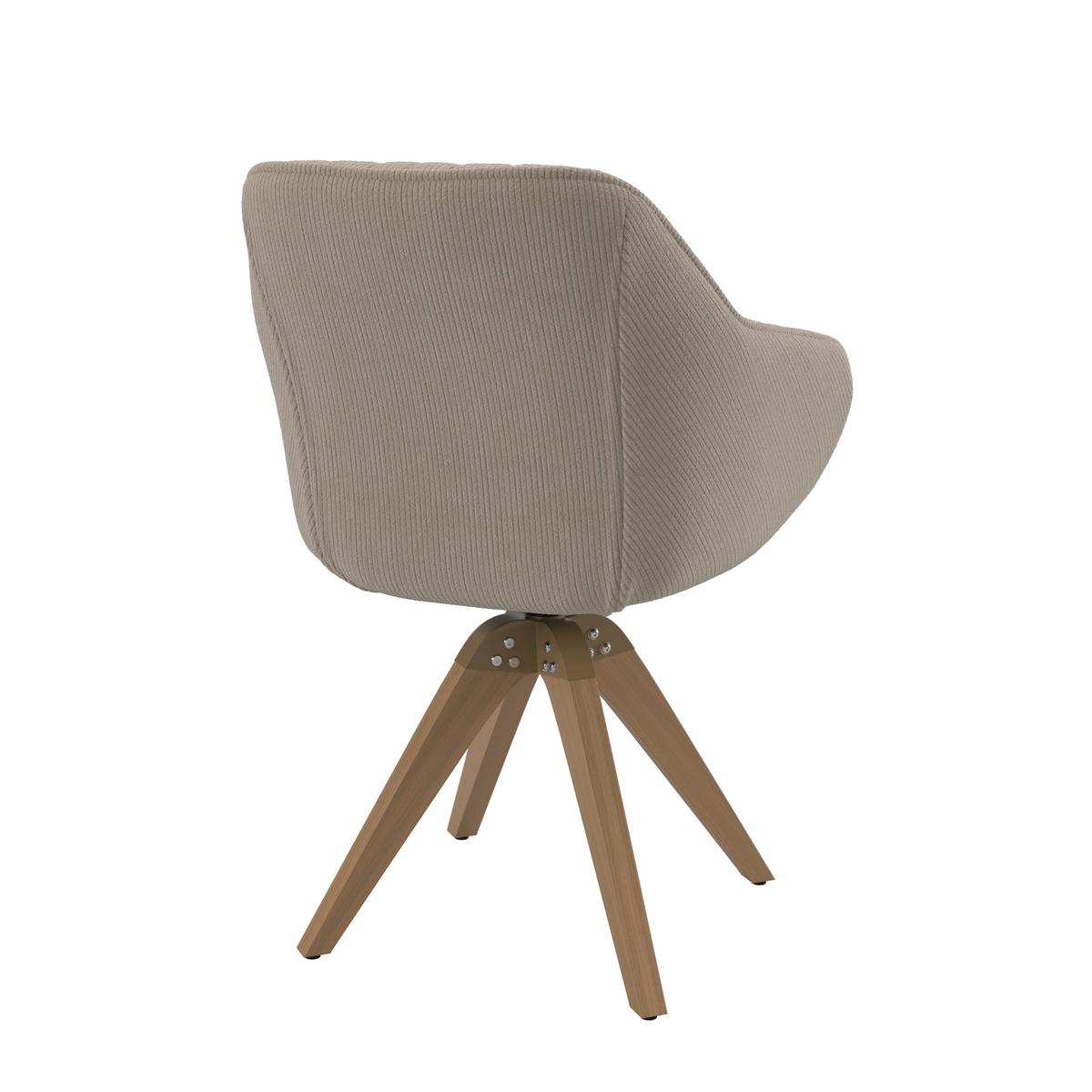 Naslanjač Sally, Bež, Vrtljiv - barve bukve/bež, Moderno, tekstil/les (61/84/58cm) - Bessagi Home