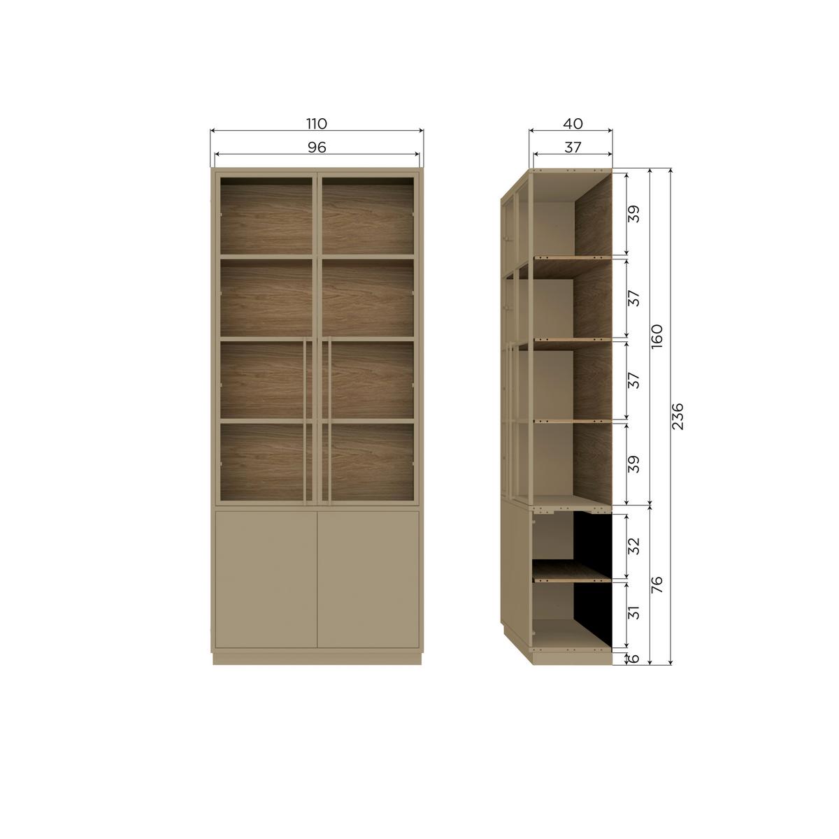 Regal Casa Schlammfarben - Schlammfarben, Design, Glas/Holz (101/236/40cm) - Livetastic