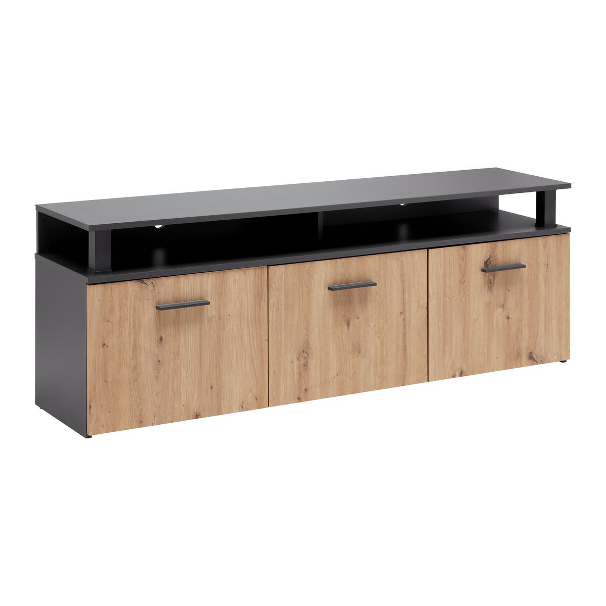 Lowboard Montana Anthrazit/Eiche Artisan - Anthrazit/Schwarz, MODERN, Holzwerkstoff/Kunststoff (160/56/38cm) - Mömax