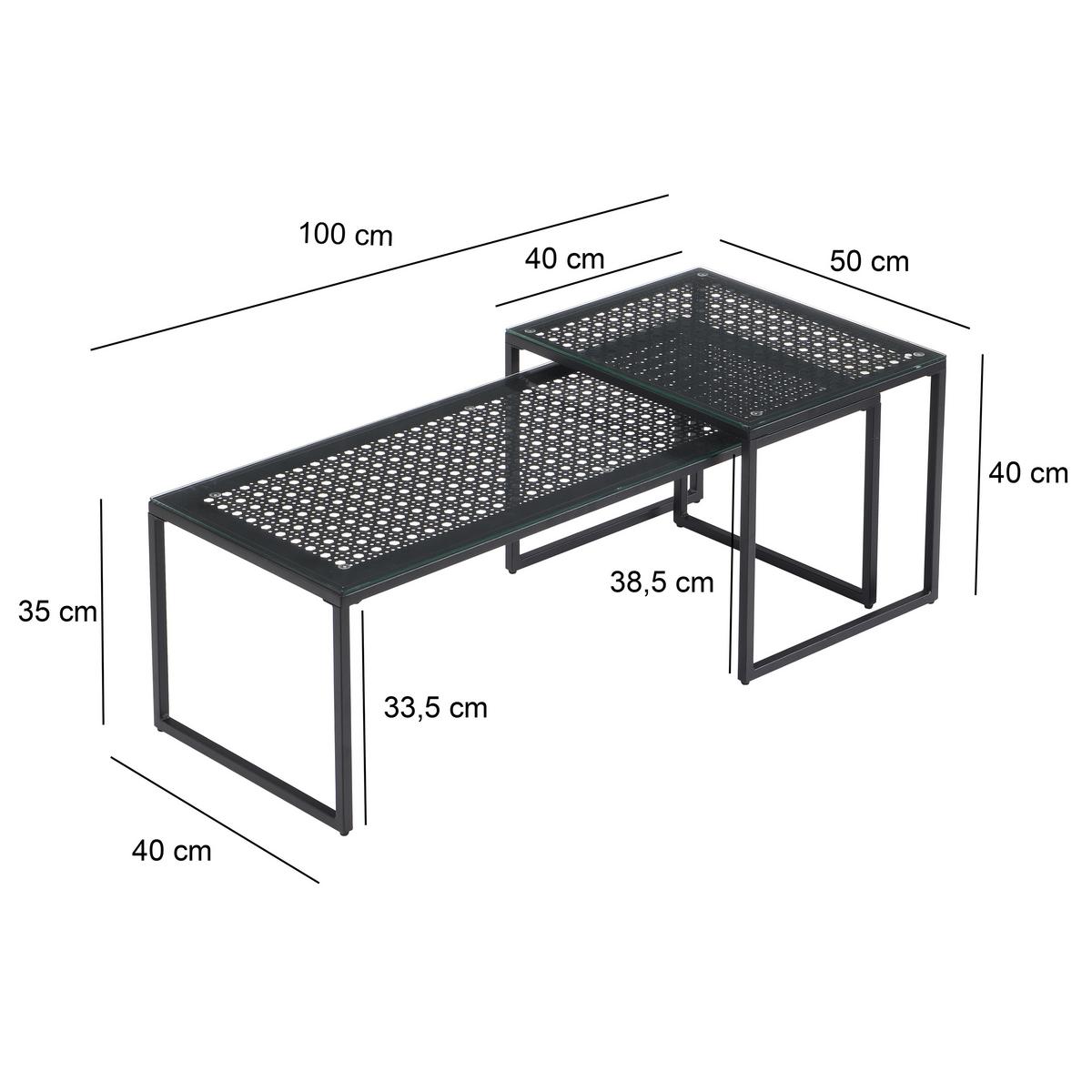Satztisch Wl7.329 - Schwarz, Design, Glas/Metall (100/40/35cm) - MID.YOU
