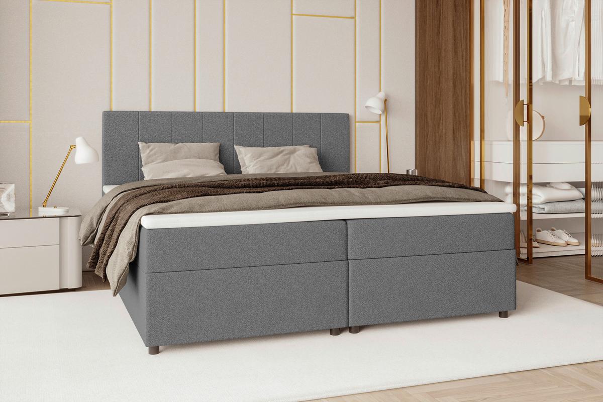 Boxbett Odin Anthrazit ca. 180x200cm - Anthrazit/Schwarz, KONVENTIONELL, Kunststoff/Textil (180/200cm) - Based