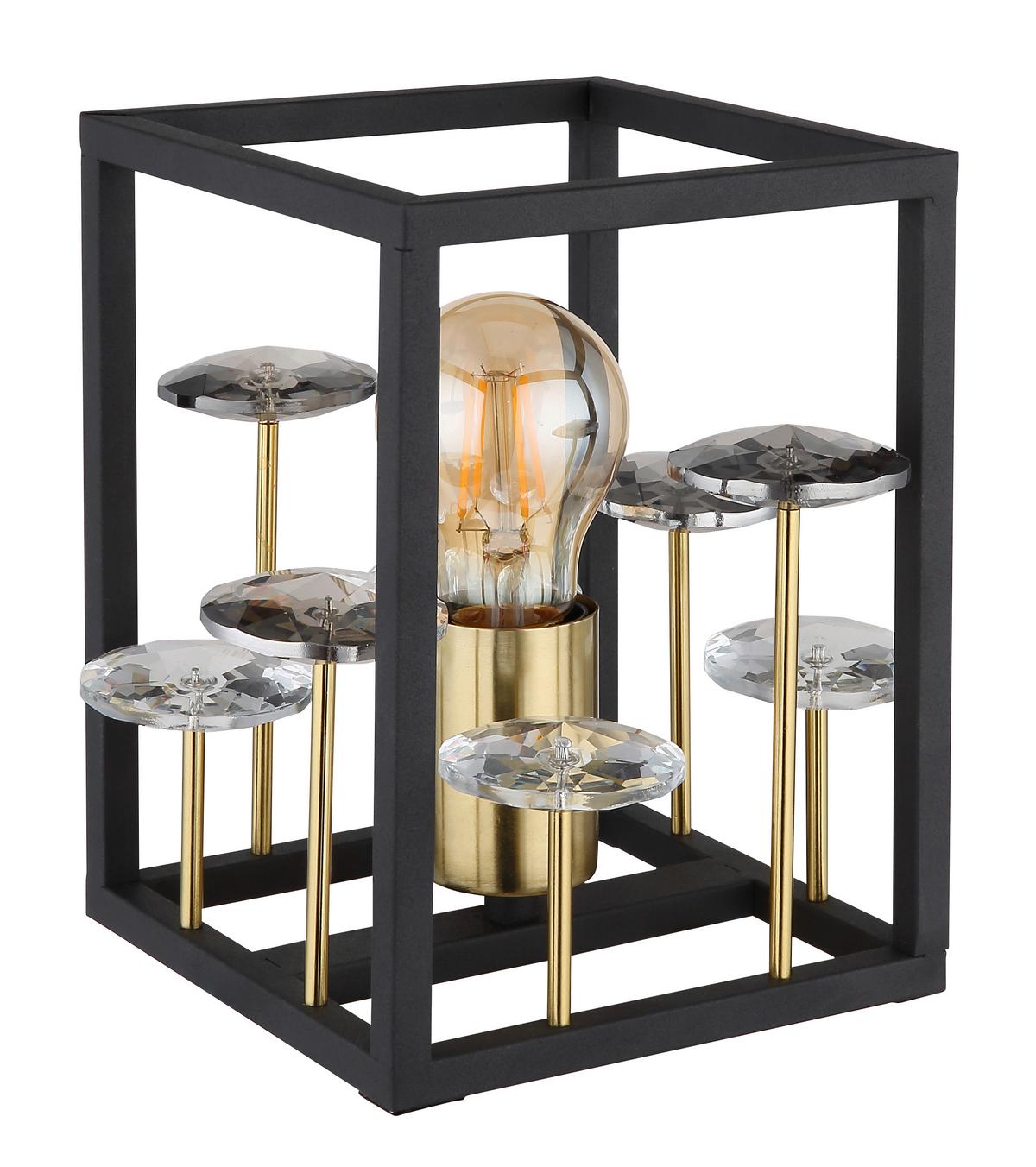 Tischleuchte Lisbon Gold/Schwarz max. 40 Watt - Klar/Goldfarben, Basics, Glas/Kunststoff (15/15/20cm) - Globo