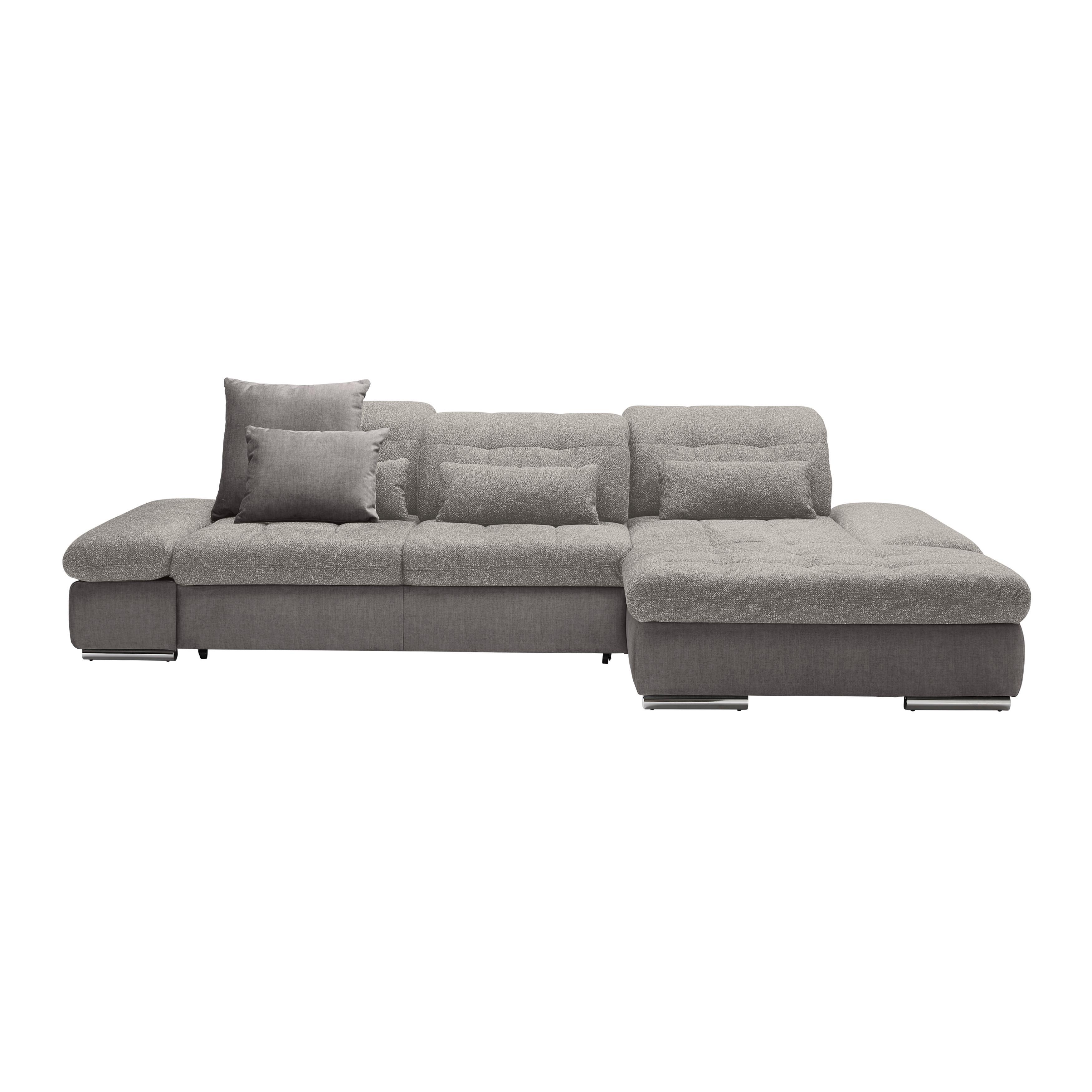 Wohnlandschaft Sanfino Silberfarben - Chromfarben/Silberfarben, KONVENTIONELL, Holz/Textil (305/79-96/199cm) - Premium Living