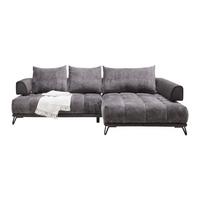 Ecksofa Morgan Graphitfarben - Graphitfarben/Schwarz, MODERN, Textil/Metall (262/67-87/184cm) - Mömax