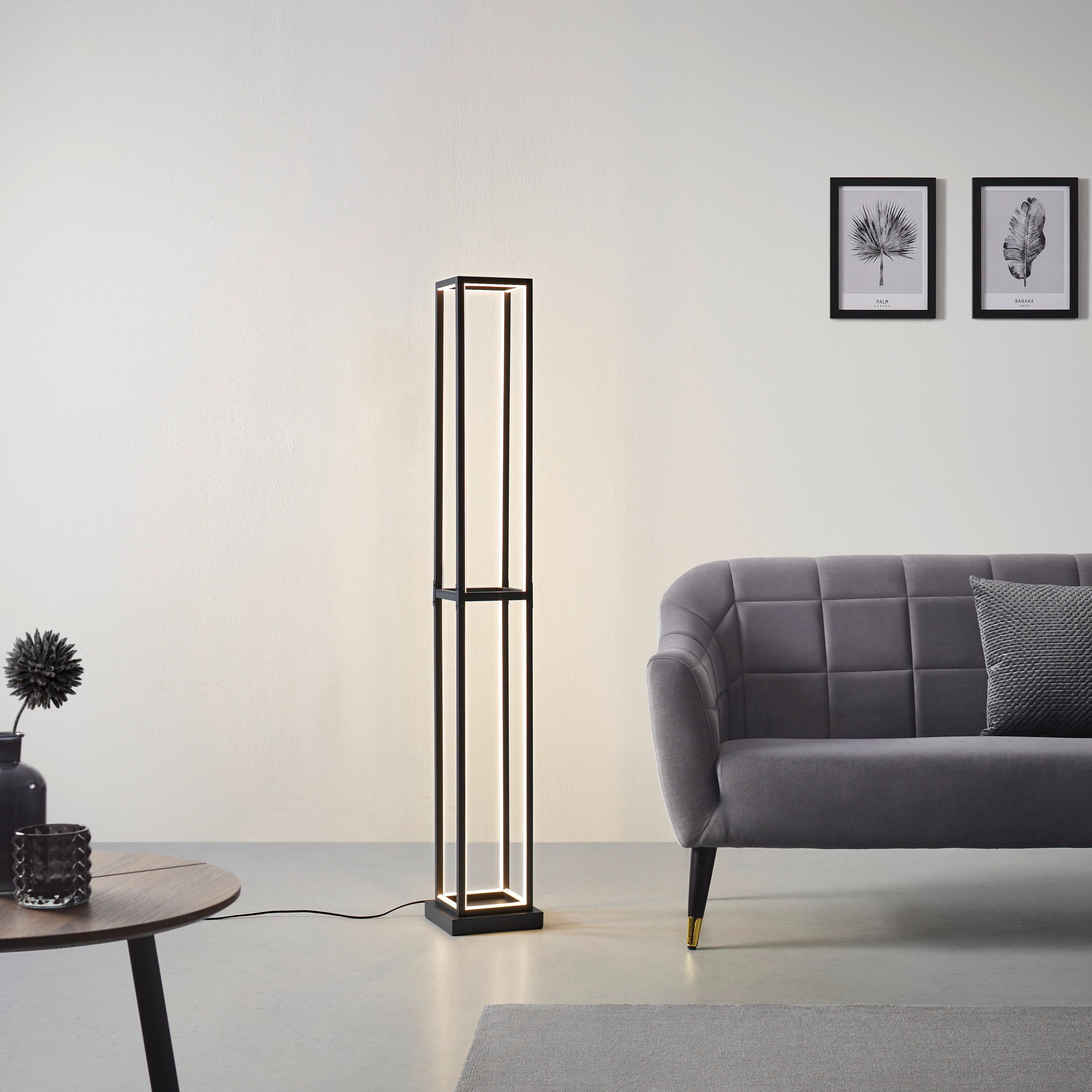 LED Állólámpa Alphonse - fekete, Modern, műanyag/fém (22/22/150cm) - Bessagi Home