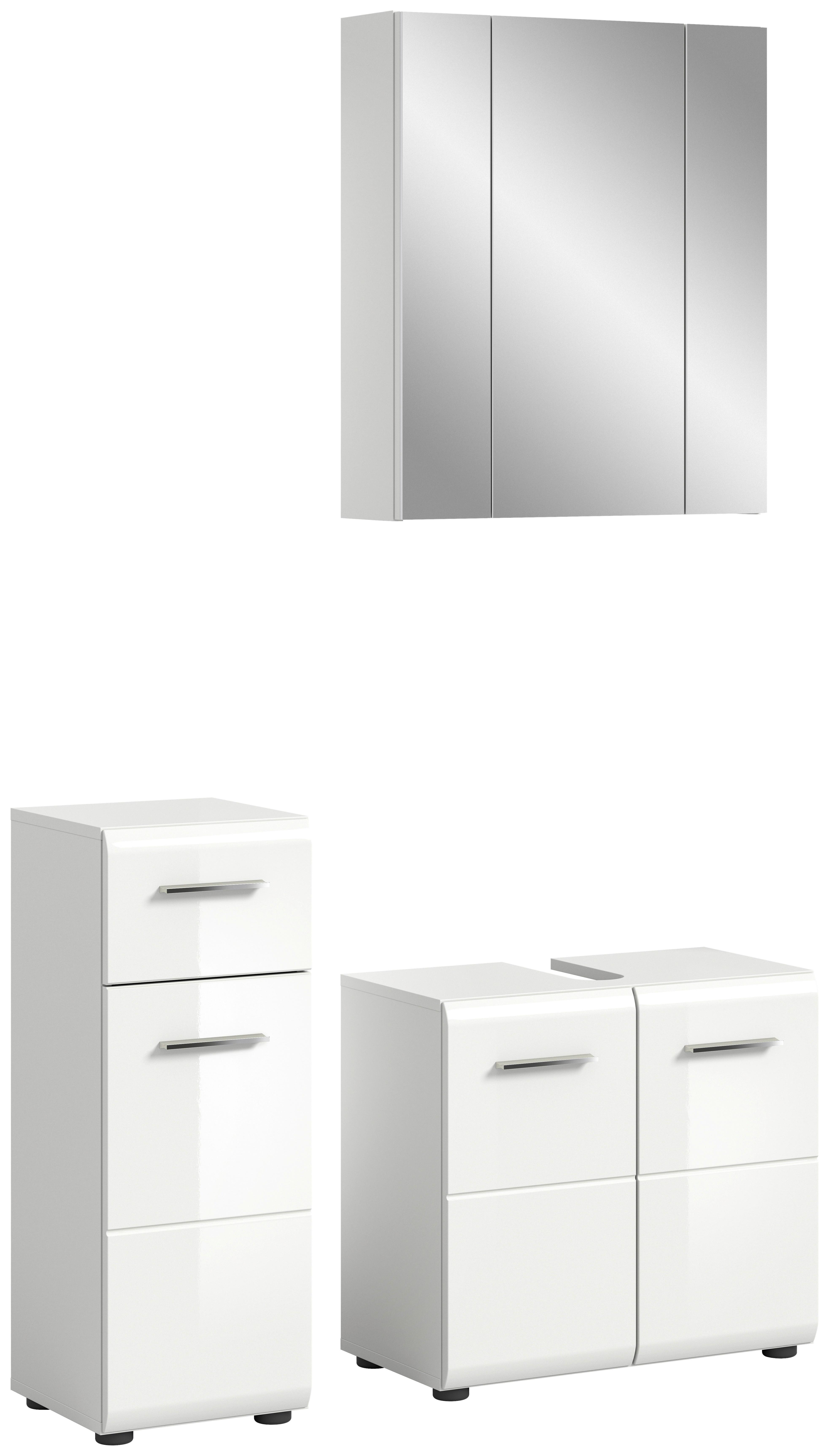 Kopalnica Ice, Bela - srebrne barve/črna, Moderno, umetna masa/steklo (90cm) - MID.YOU