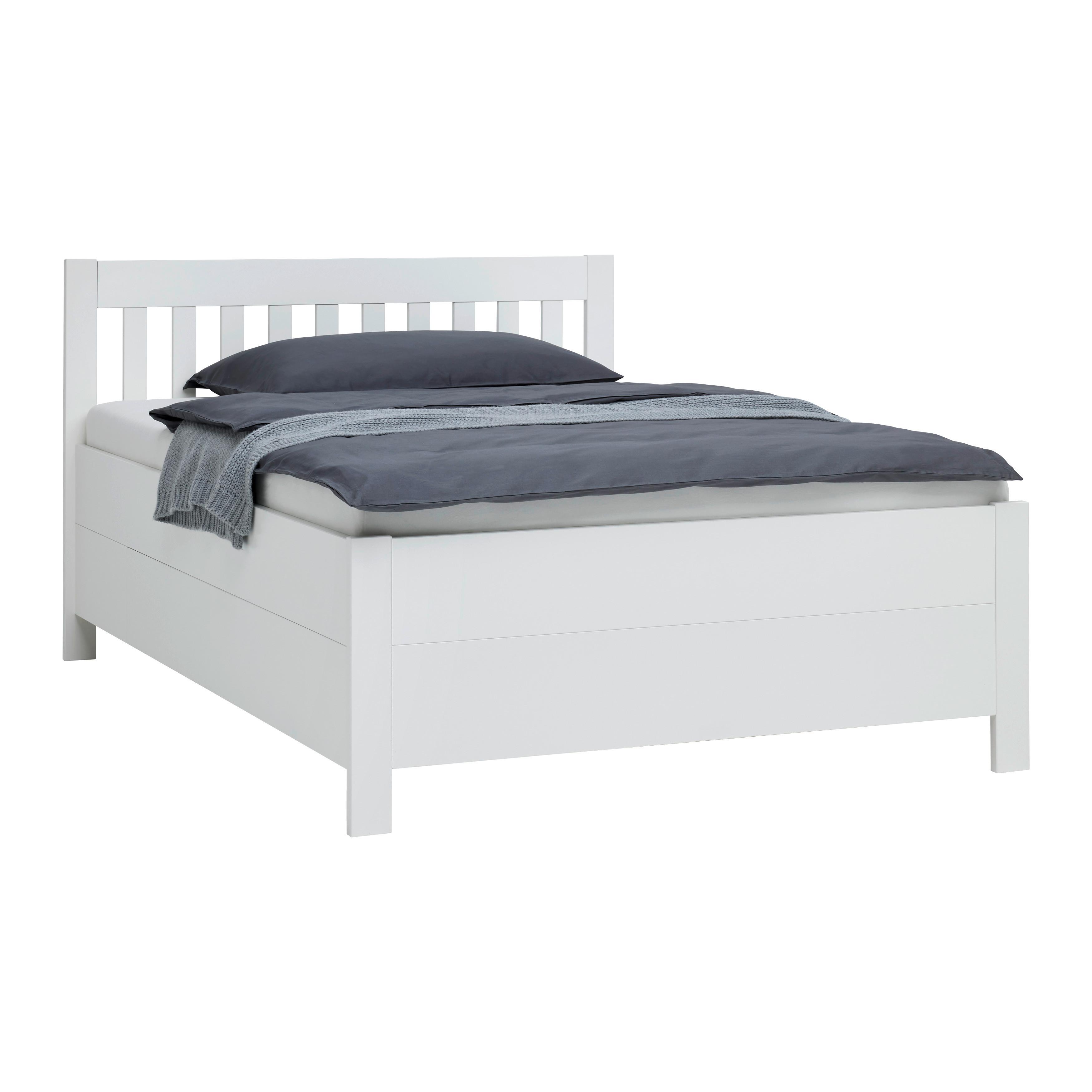 Stauraumbett Nizza Weiss ca. 140x200cm - Weiss, Romantik / Landhaus, Holz (140/200cm) - Zandiara