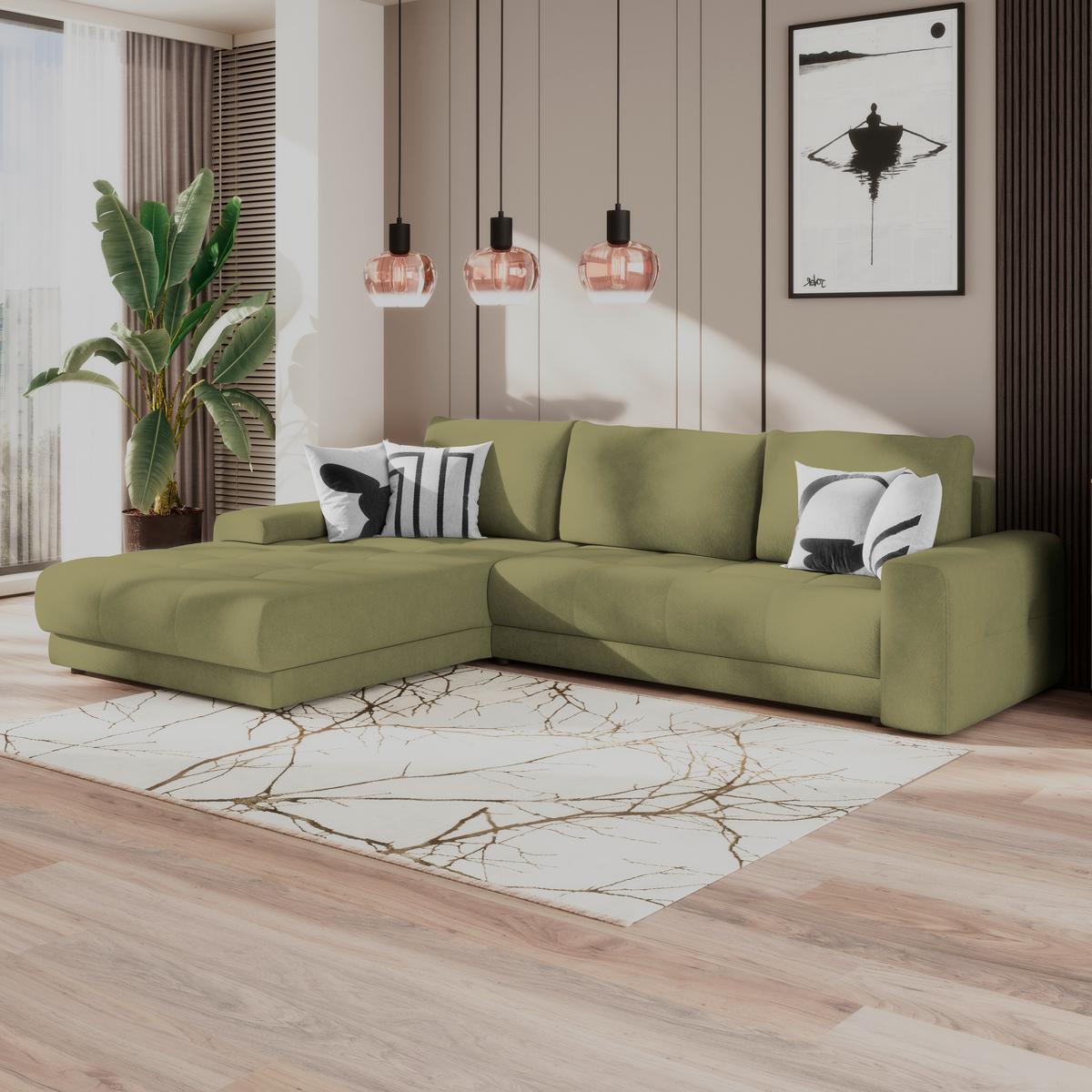 Kutna Garnitura Adria - zelena, Trend, tekstil (213/308cm) - Luca Bessoni