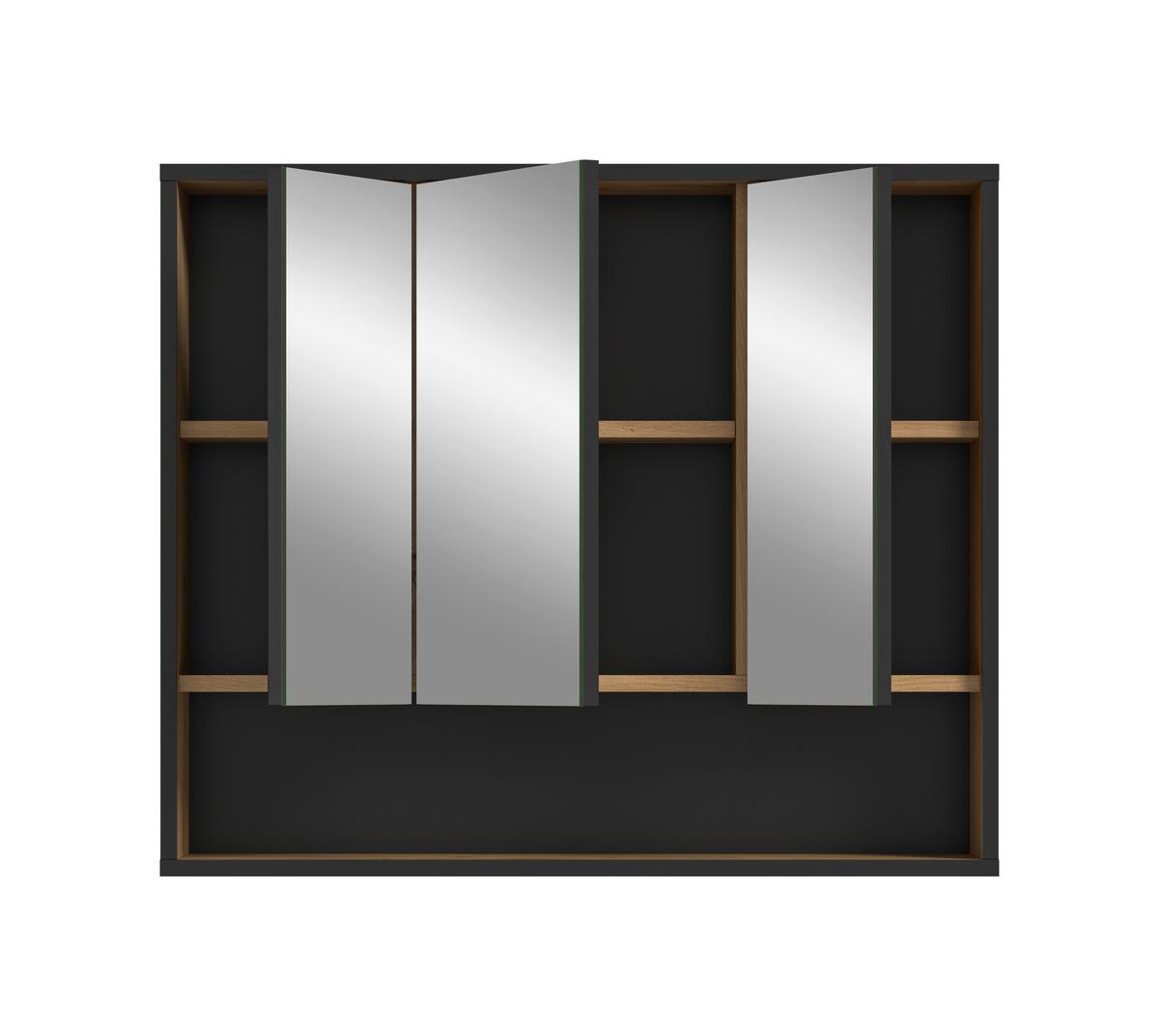 Spiegelschrank Bagno Eiche Artisan/Schwarz - Trend, Glas/Holzwerkstoff (80/68/19cm) - MID.YOU