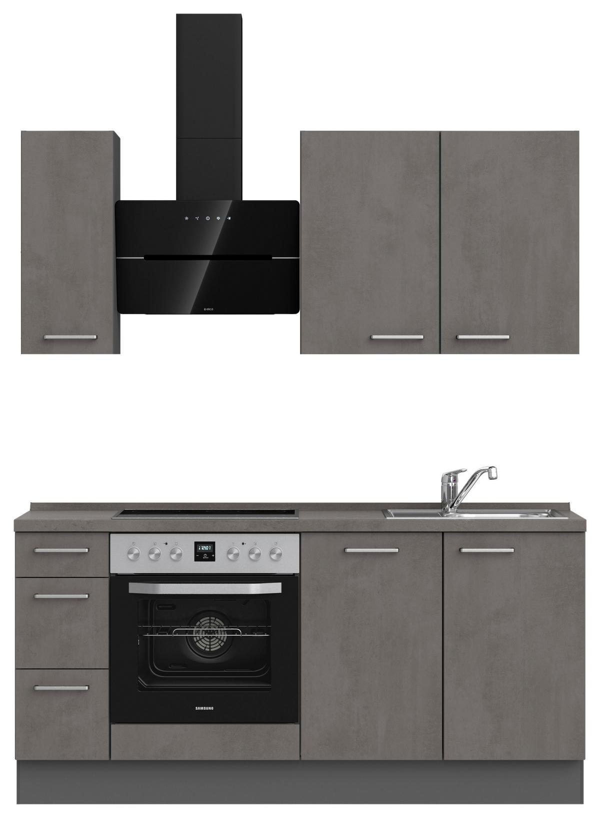 Küchenblock Riva High m. Geräten Schieferfarben - Schieferfarben/Edelstahlfarben, MODERN, Holzwerkstoff/Metall (180cm) - Nobilia