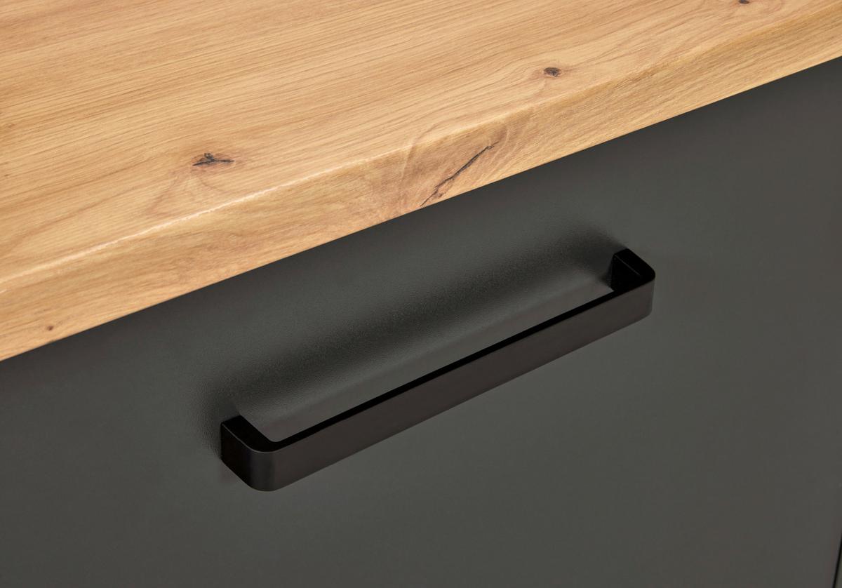 Spülenunterschrank Venet Anthrazit/Artisan Eiche - Anthrazit/Schwarz, ROMANTIK / LANDHAUS, Holzwerkstoff/Metall (130,3/92/60cm) - Mömax