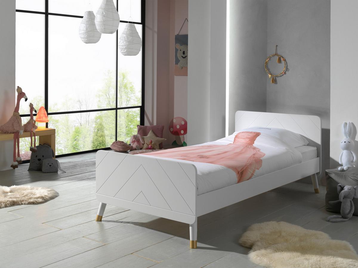 Bett Billy ca. 90x200 cm Satin Weiß - Weiß, KONVENTIONELL, Holzwerkstoff (90/200cm) - MID.YOU