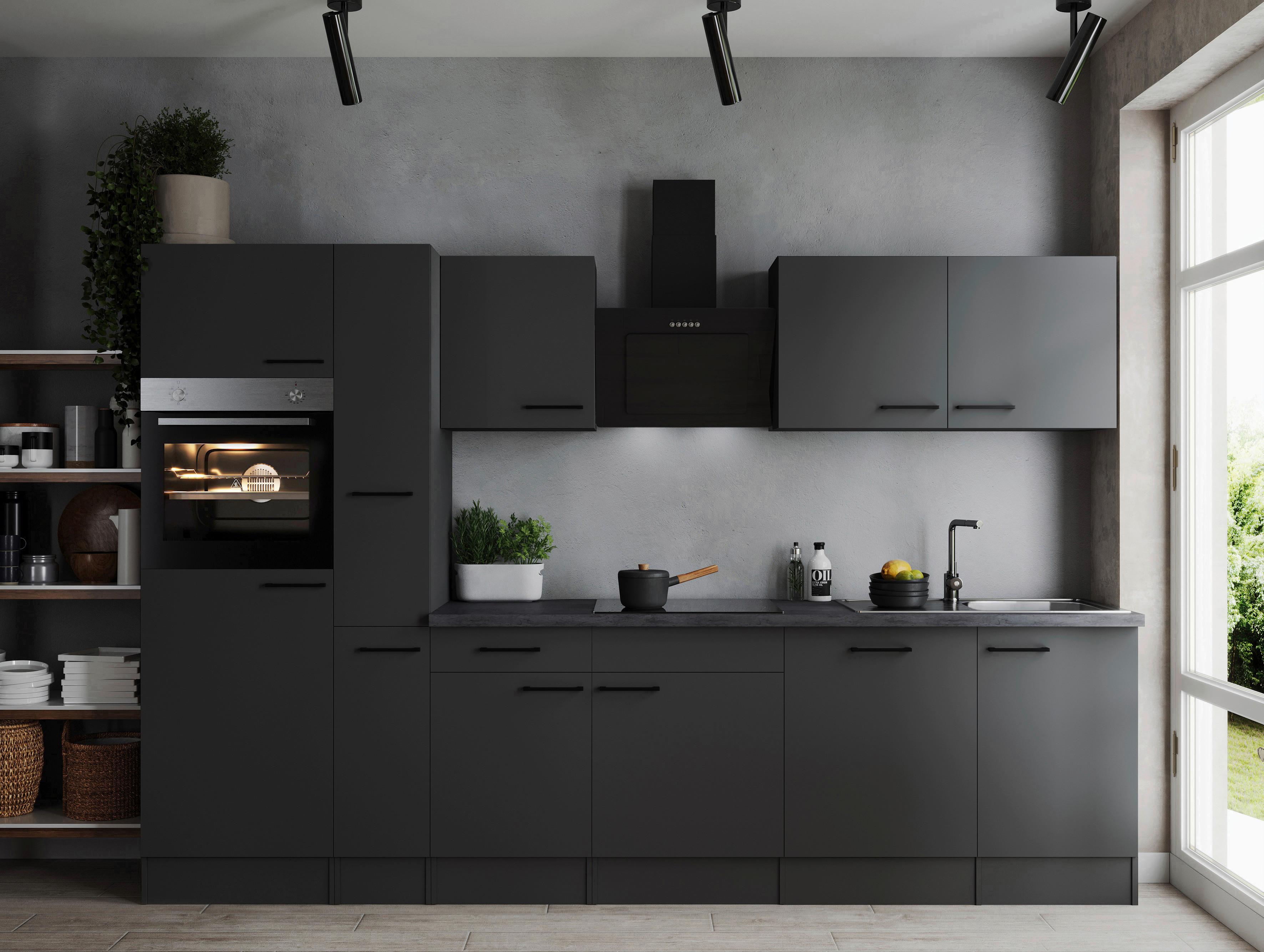 Kuhinjski Blok Z Aparati Oliver, 310cm - temno siva/črna, Design, kovina/leseni material (310cm) - Respekta