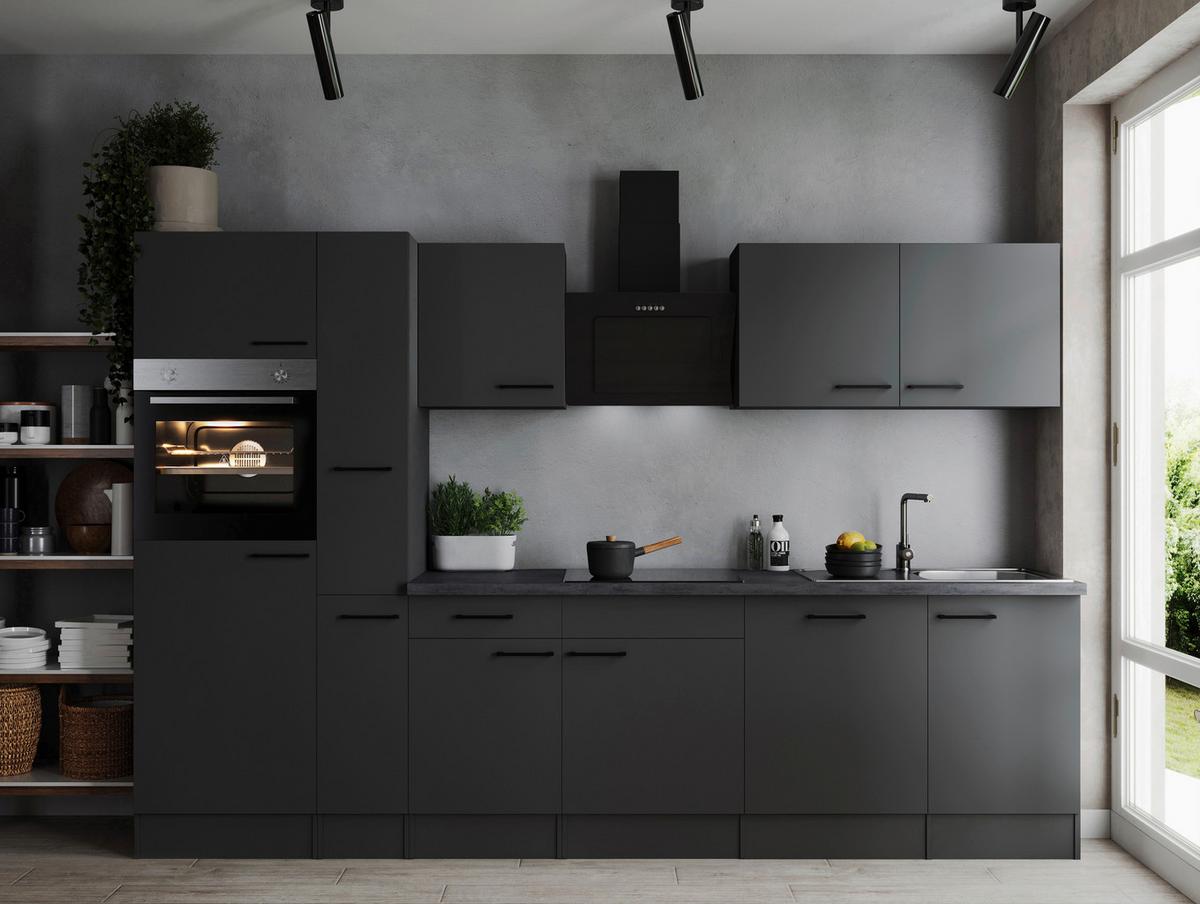 Kuhinjski Blok Z Aparati Oliver, 310cm - temno siva/črna, Design, kovina/leseni material (310cm) - Respekta